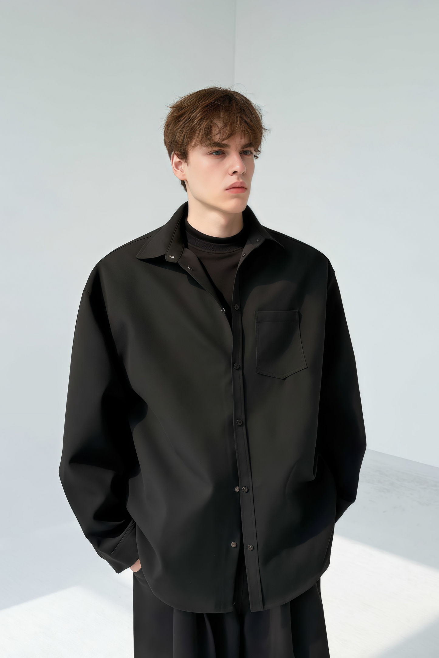 Liam black shirt jacket
