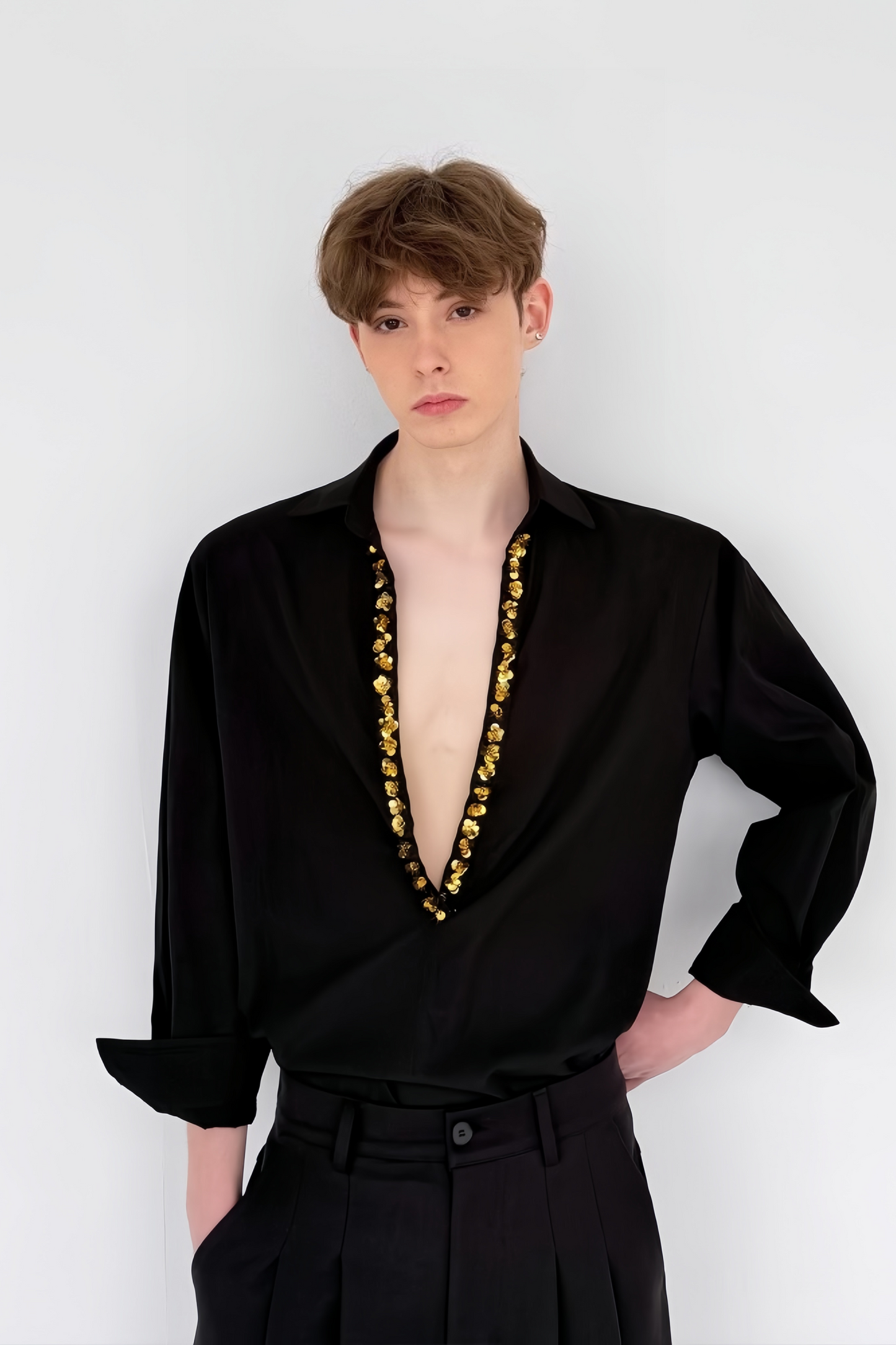 Gust black sequin-embellishment shirt