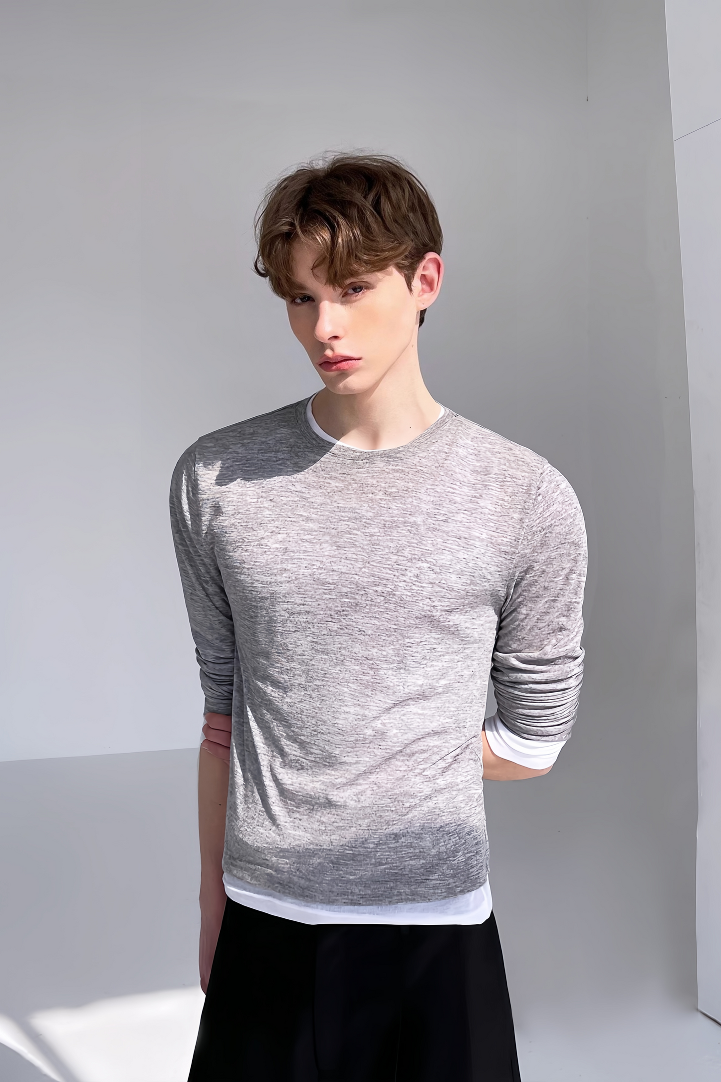 Gaston gray faux two-piece jersey