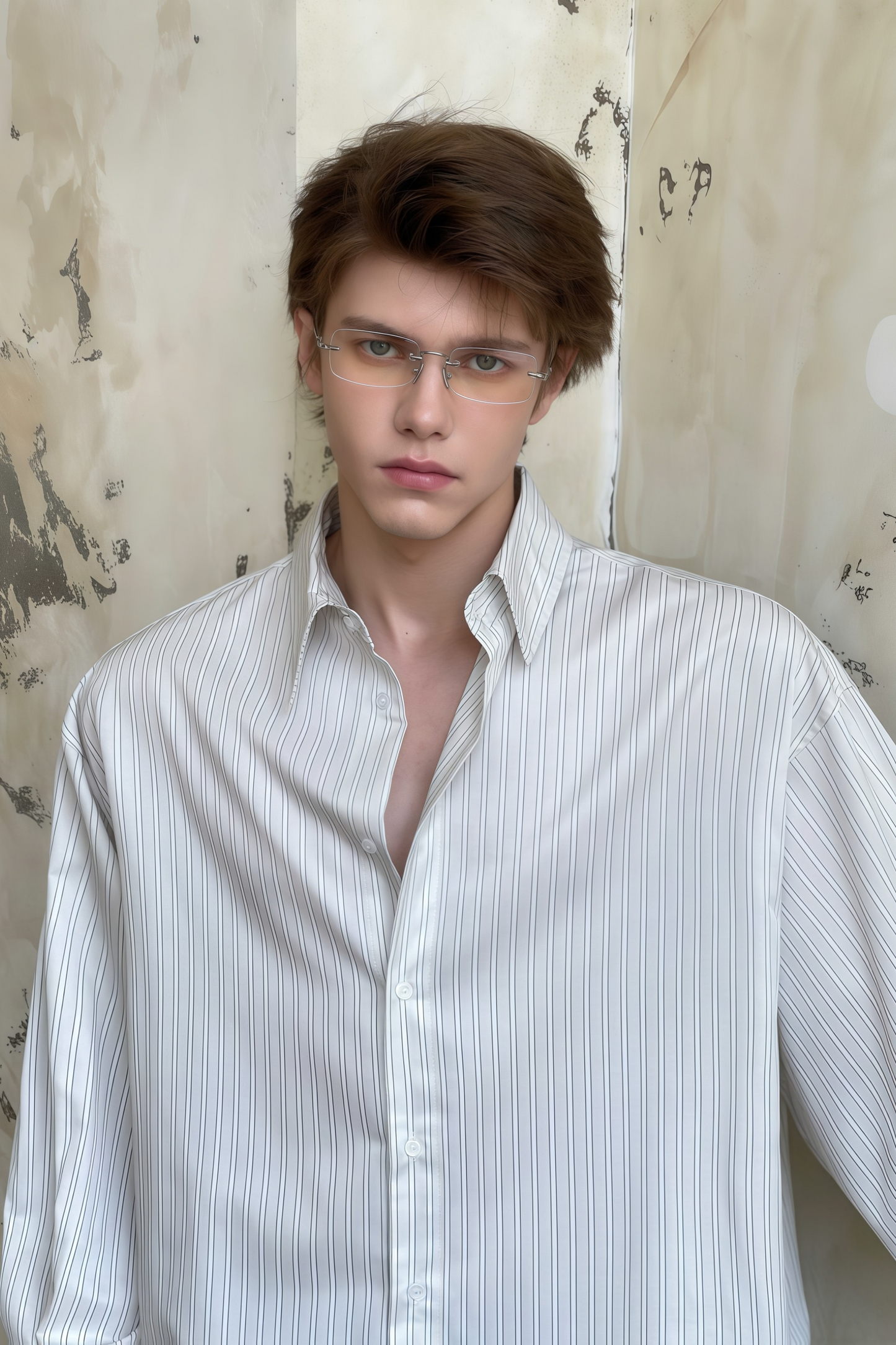 Cyrus white striped shirt & trousers matching set