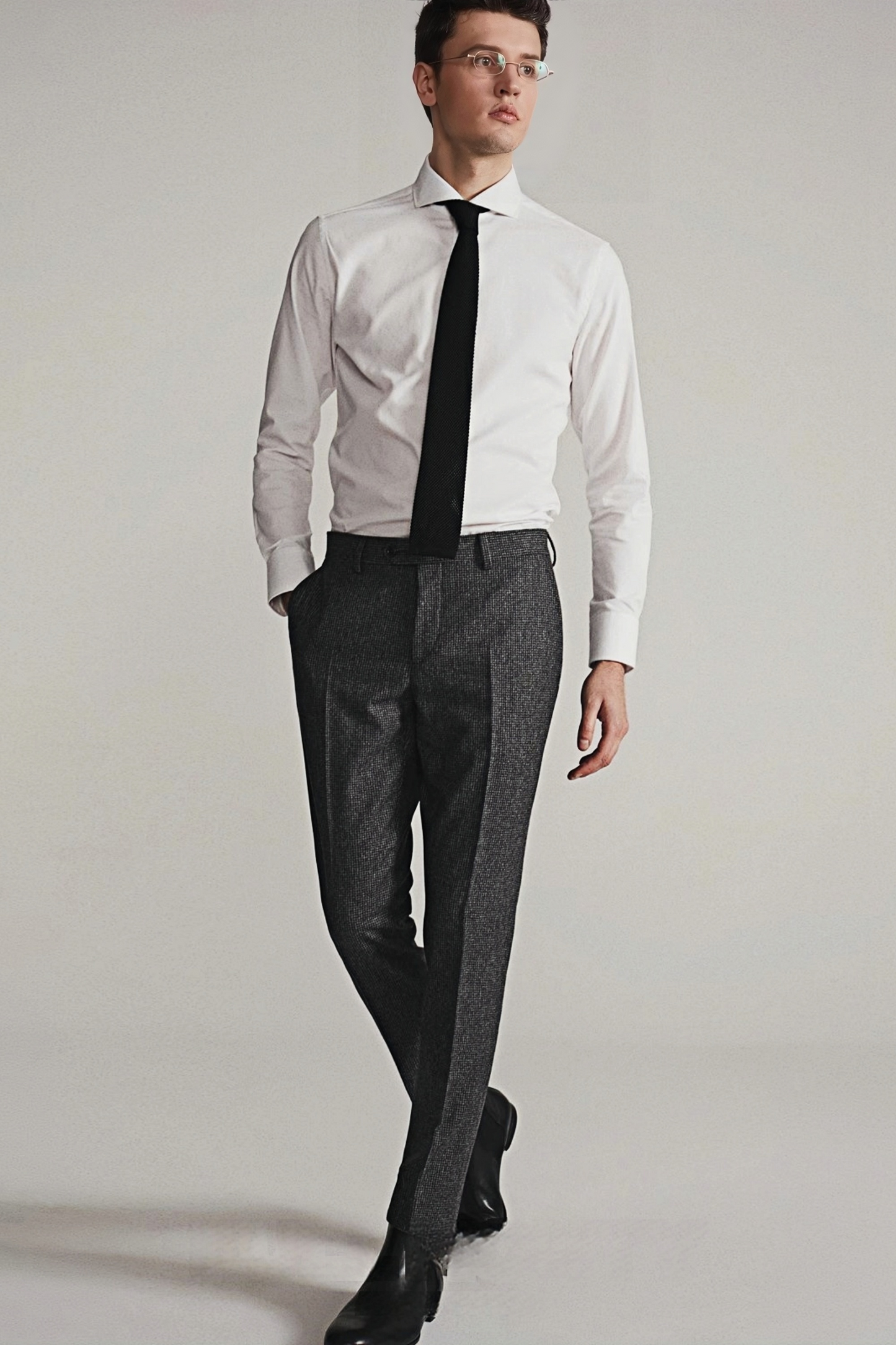 Arlo dark-gray houndstooth trousers