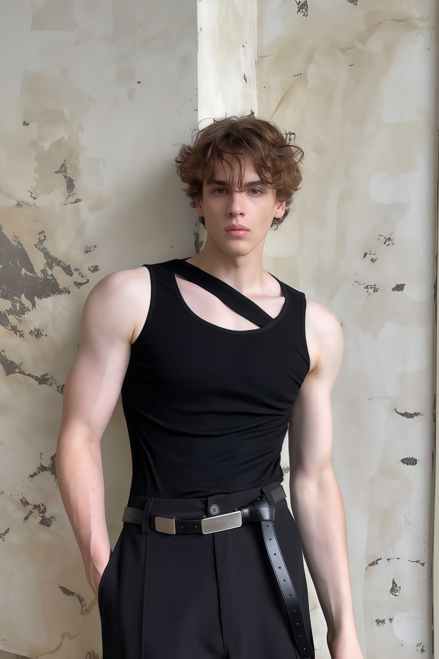 Victor black fitted tank top