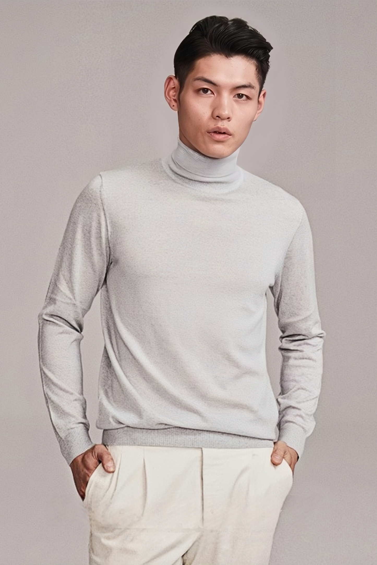 Ethan gray knitted roll-neck jumper