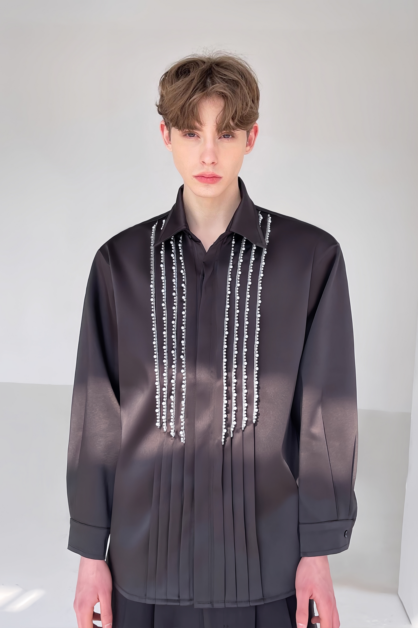Mathis Black Faux-pearl Embellishment Shirt