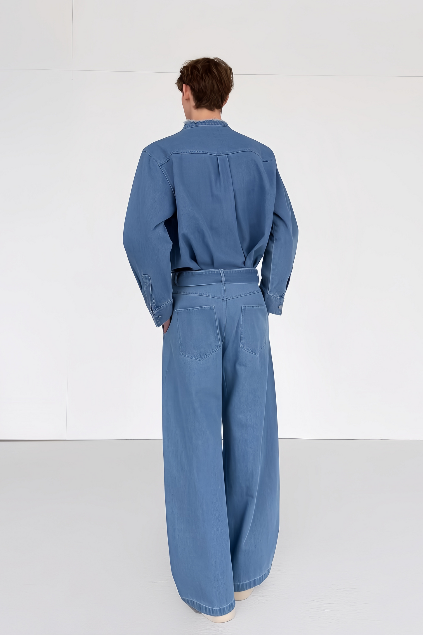 Naël blue denim top & Trousers suit