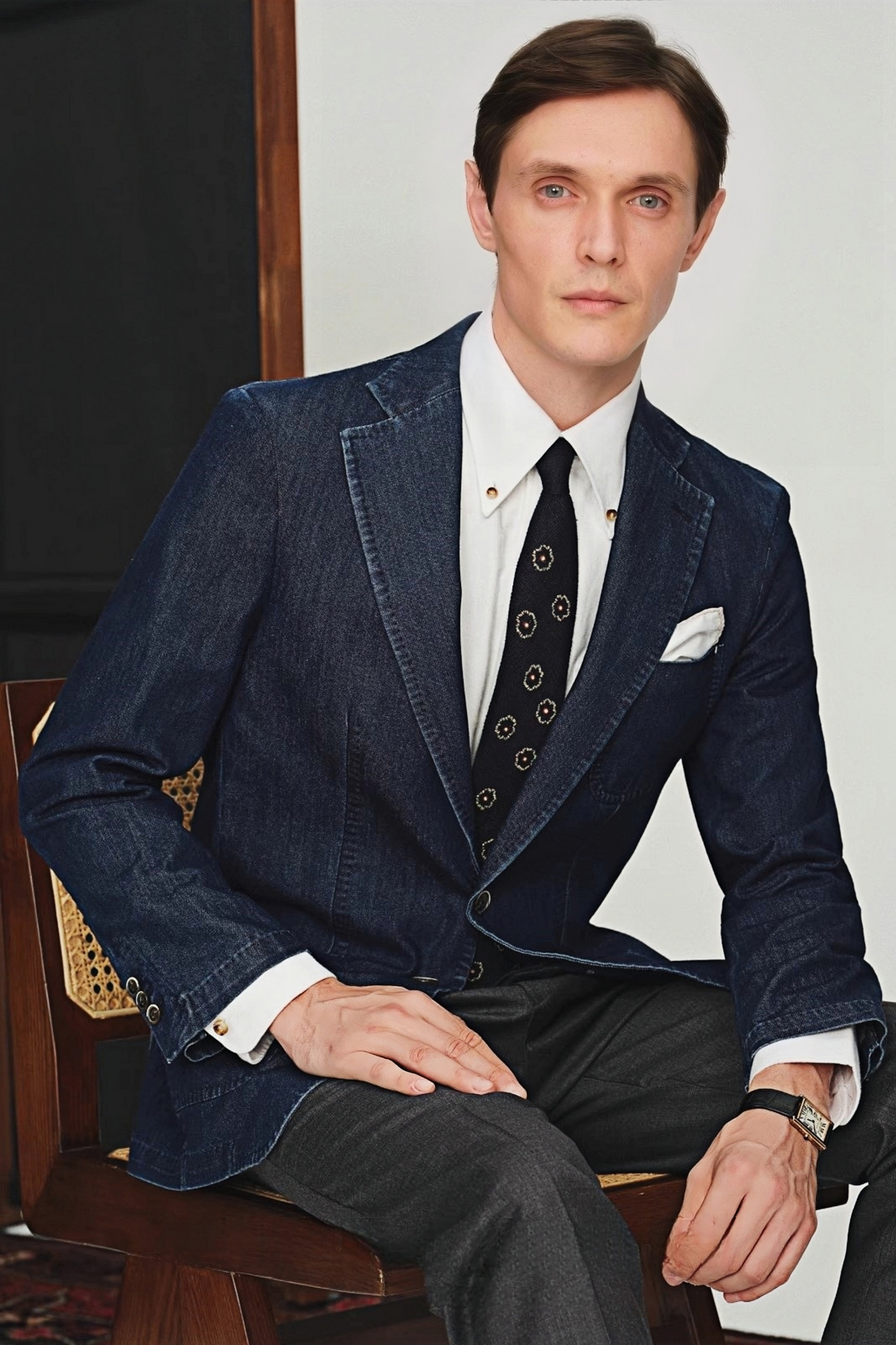 Mason blue denim blazer