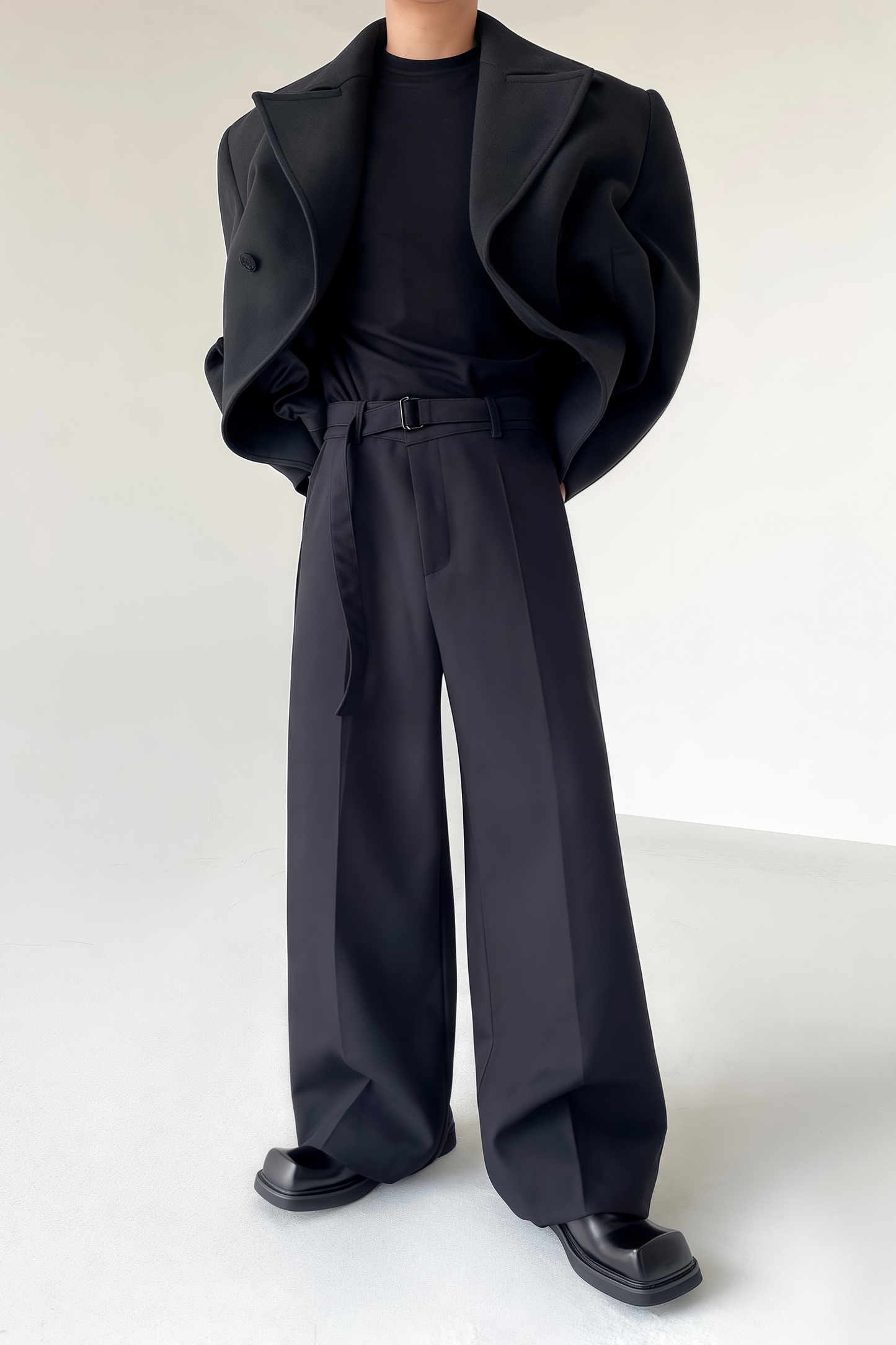 Adam black wide-leg trousers