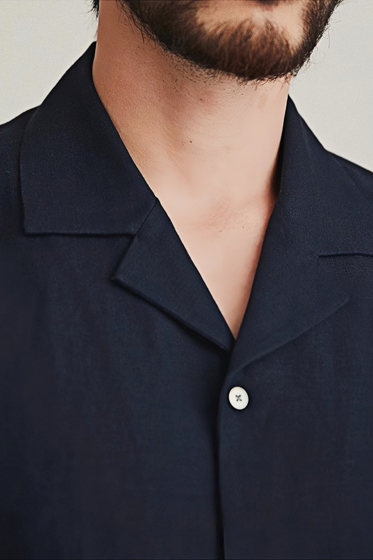 Gaspard navy-blue camp-collar shirt