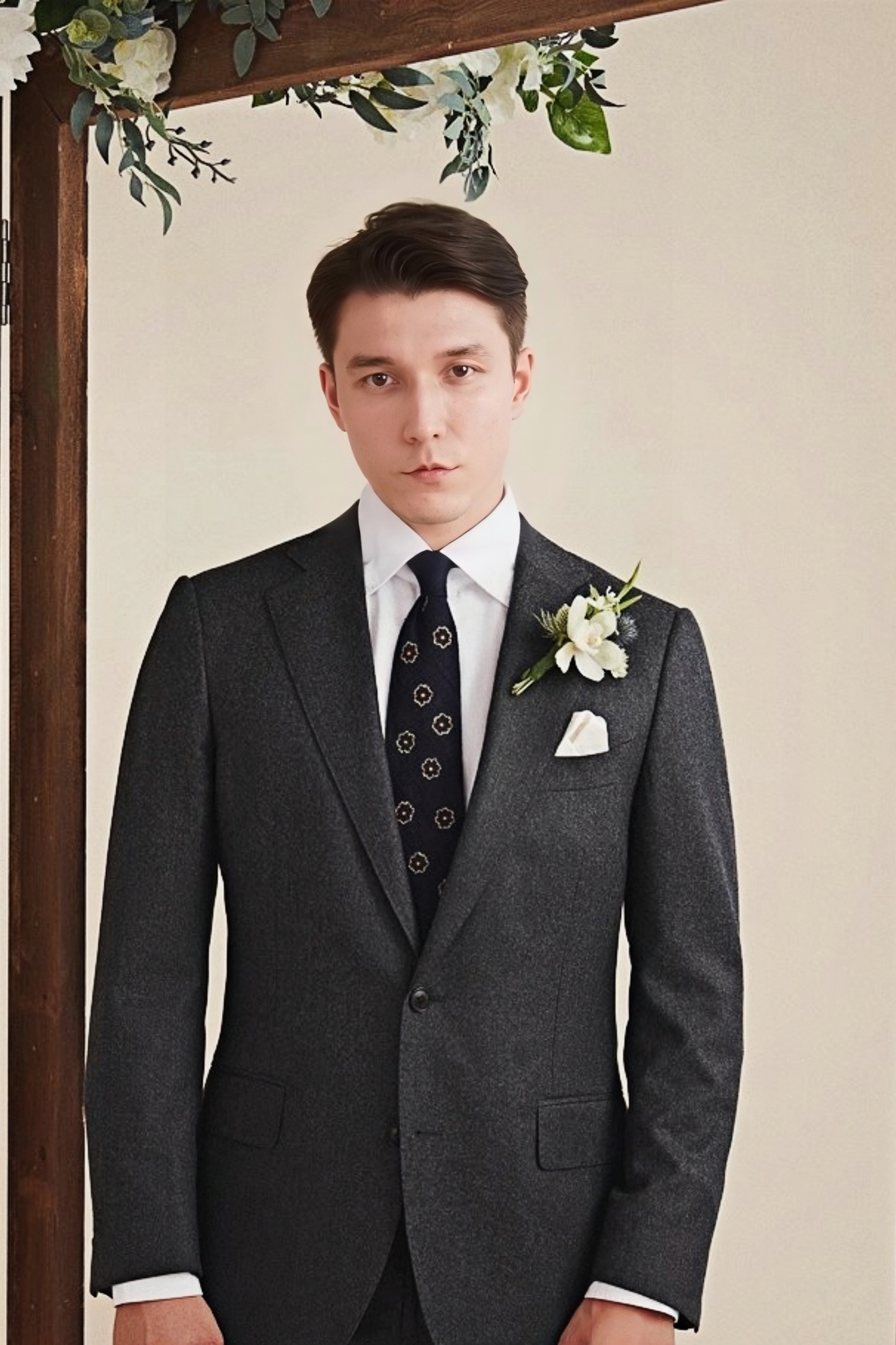 Godric navy-blue flannel suit