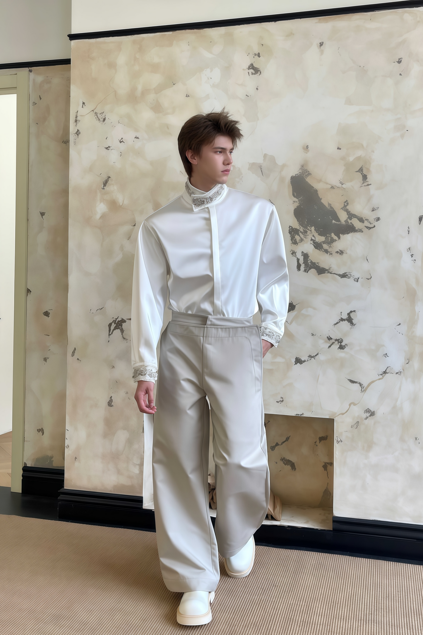 Theodore khaki multi-wear layered trousers