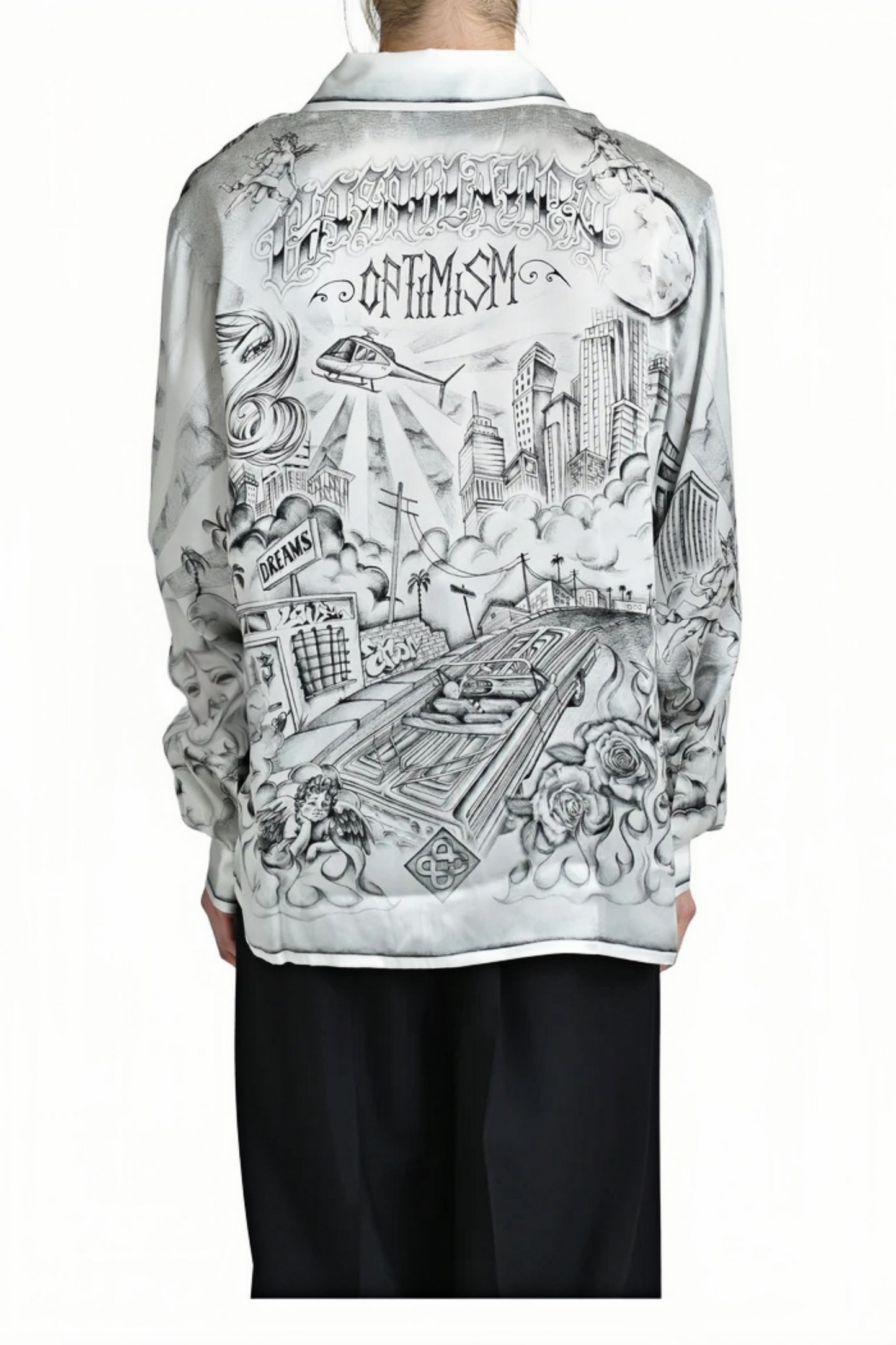 Harry white graphic print long-sleeve shirt