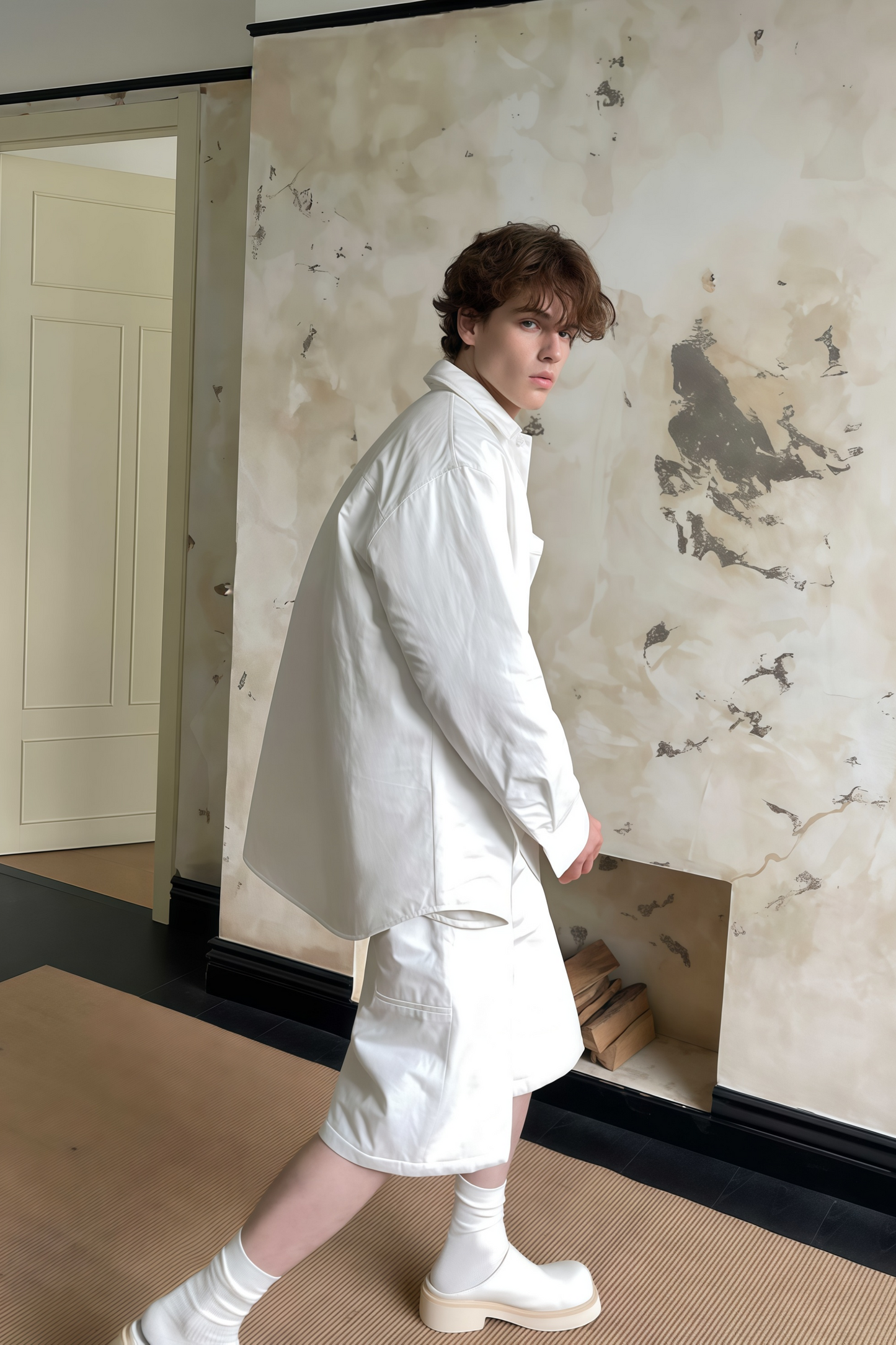 Finn white cotton jacket & shorts matching set