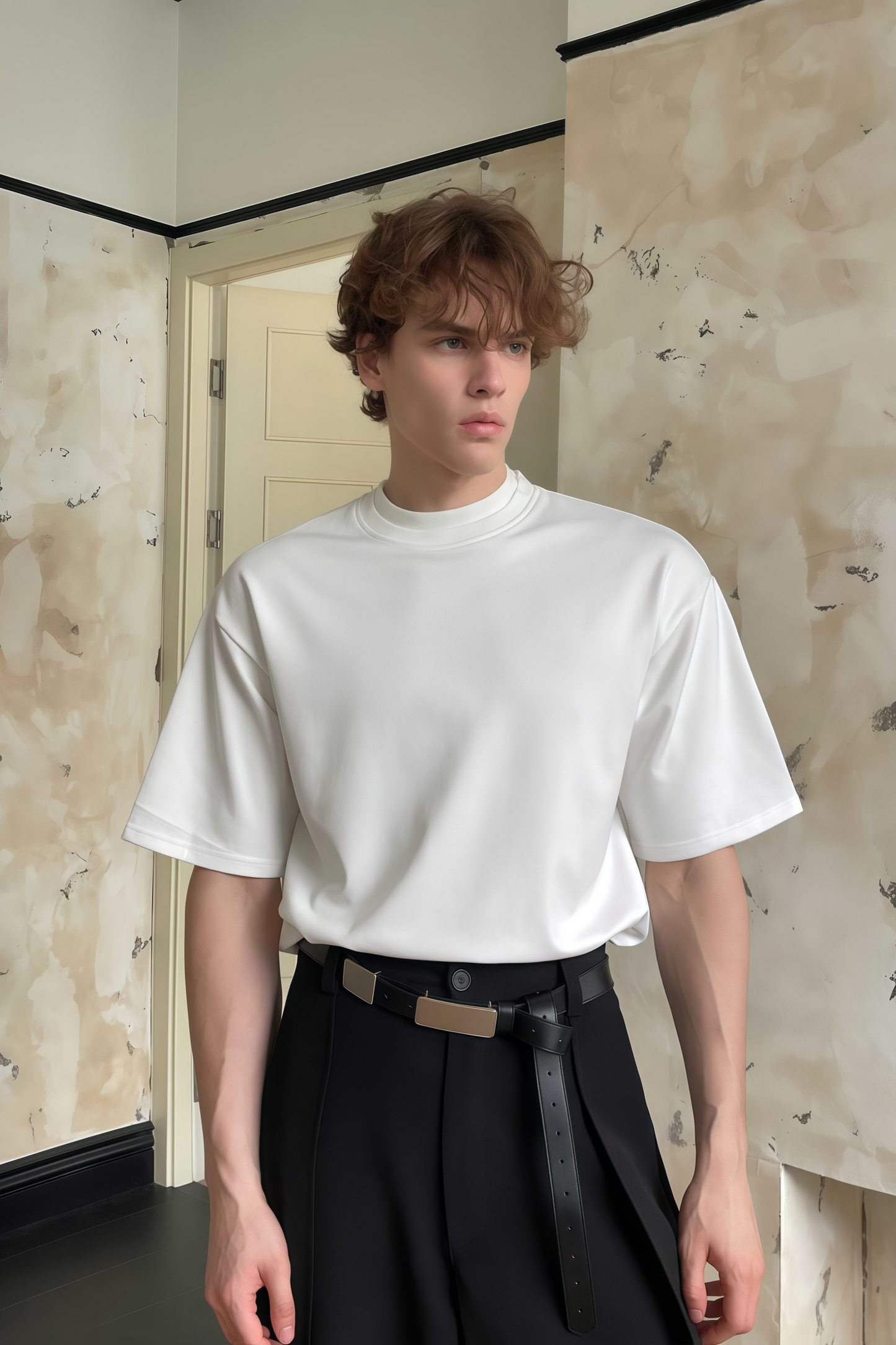 Yves white double-collar T-shirt