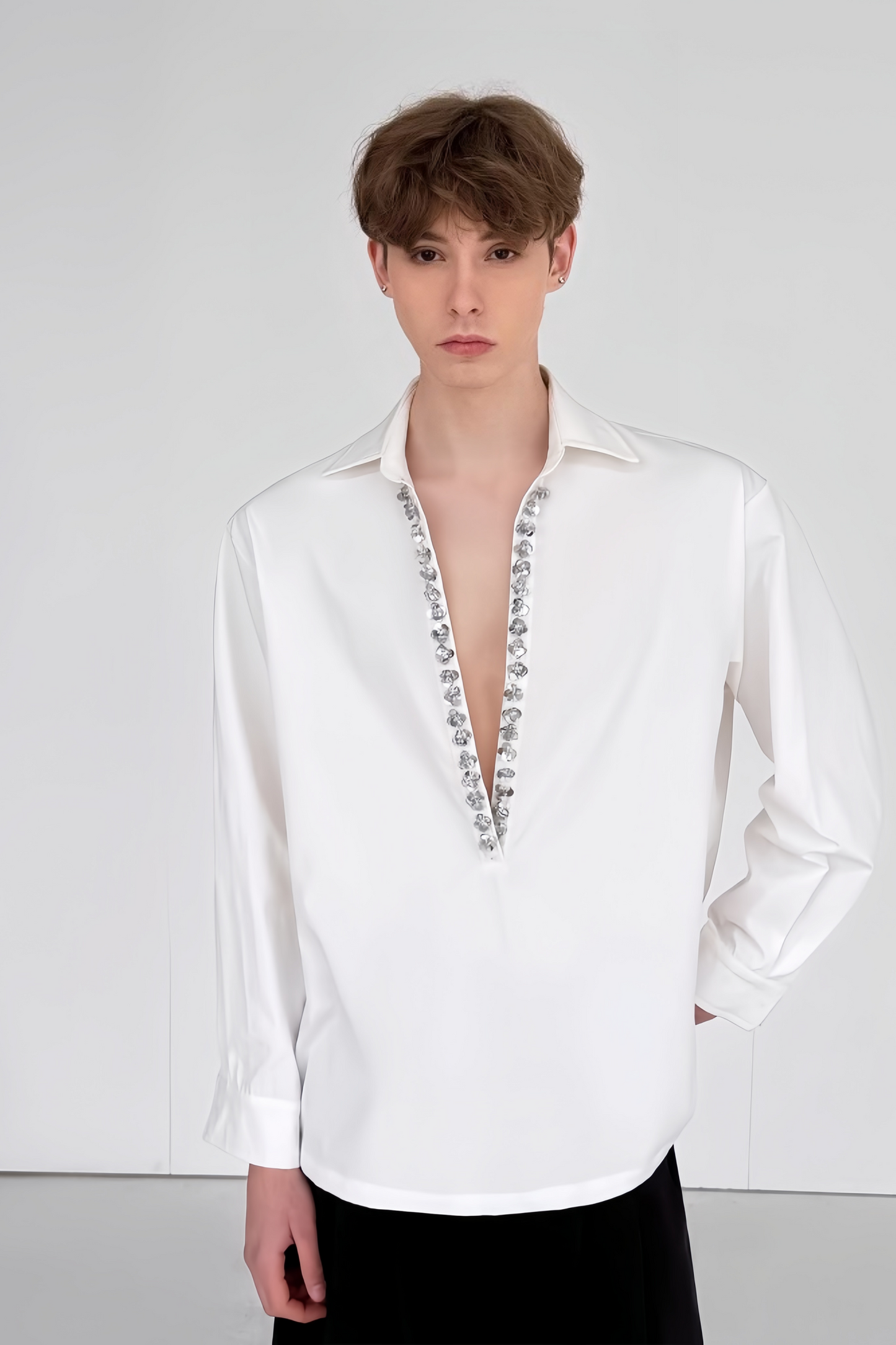 Gust white sequin-embellishment shirt