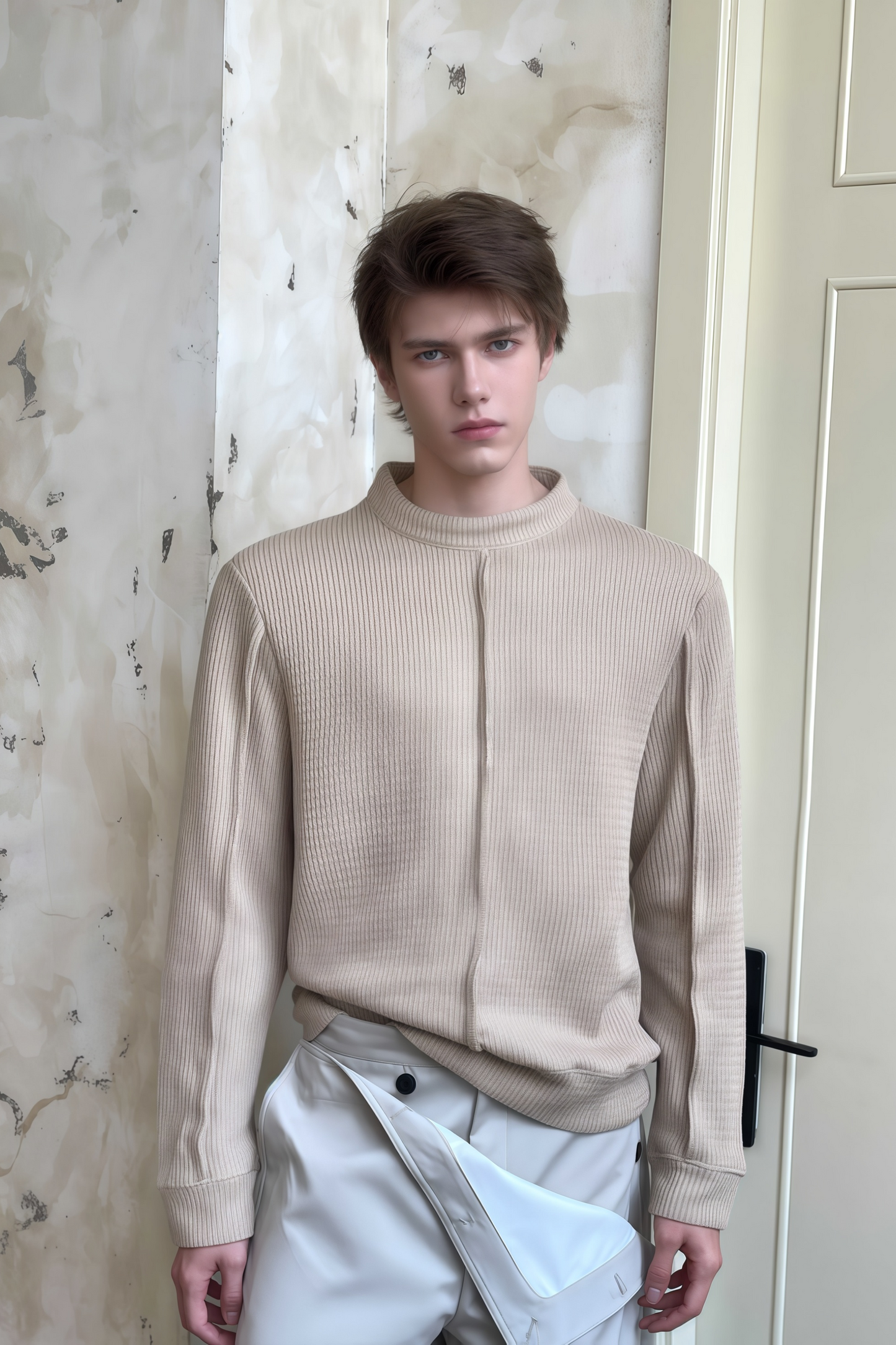 Mathieu khaki knitted sweater