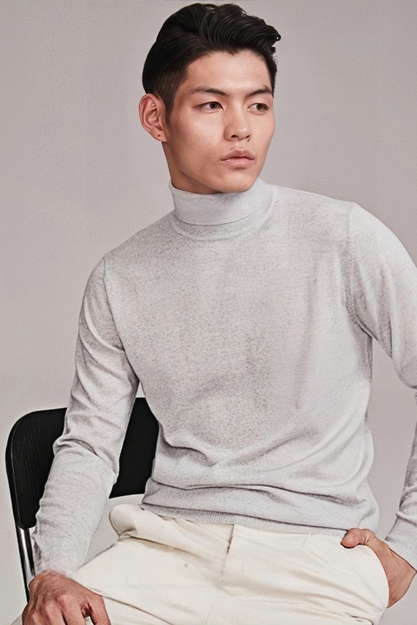Ethan gray knitted roll-neck jumper