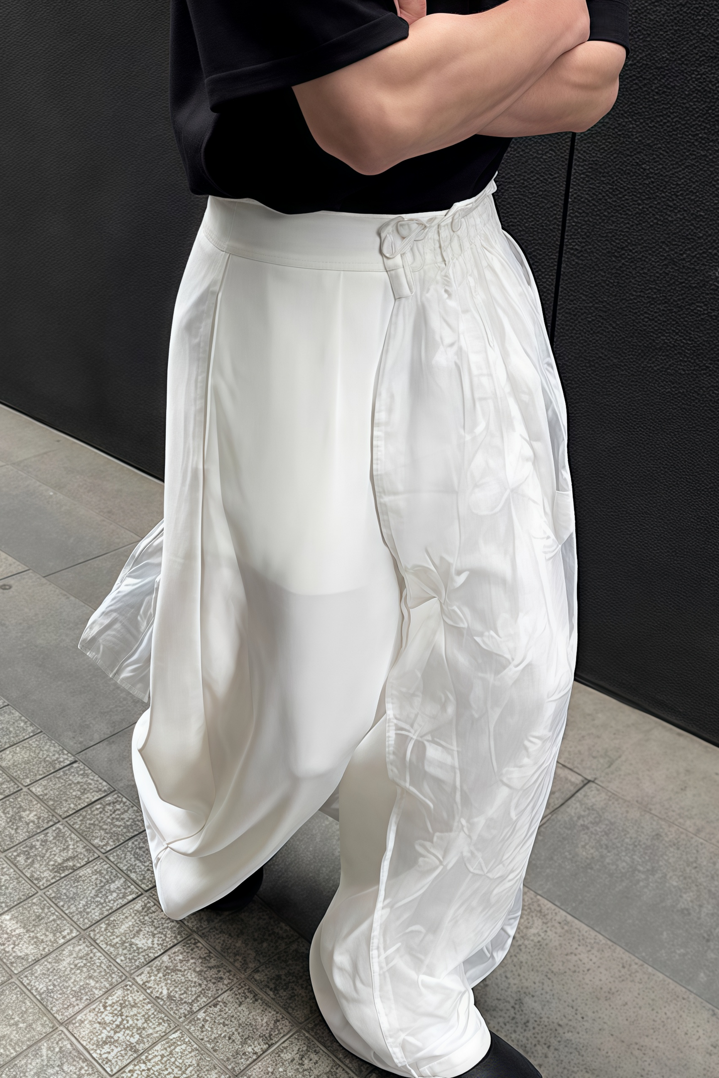 Matthew white layered mesh trousers