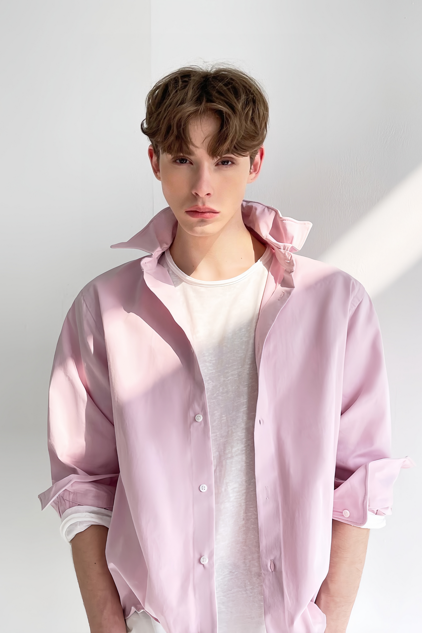 Vince pink folded collar shirt