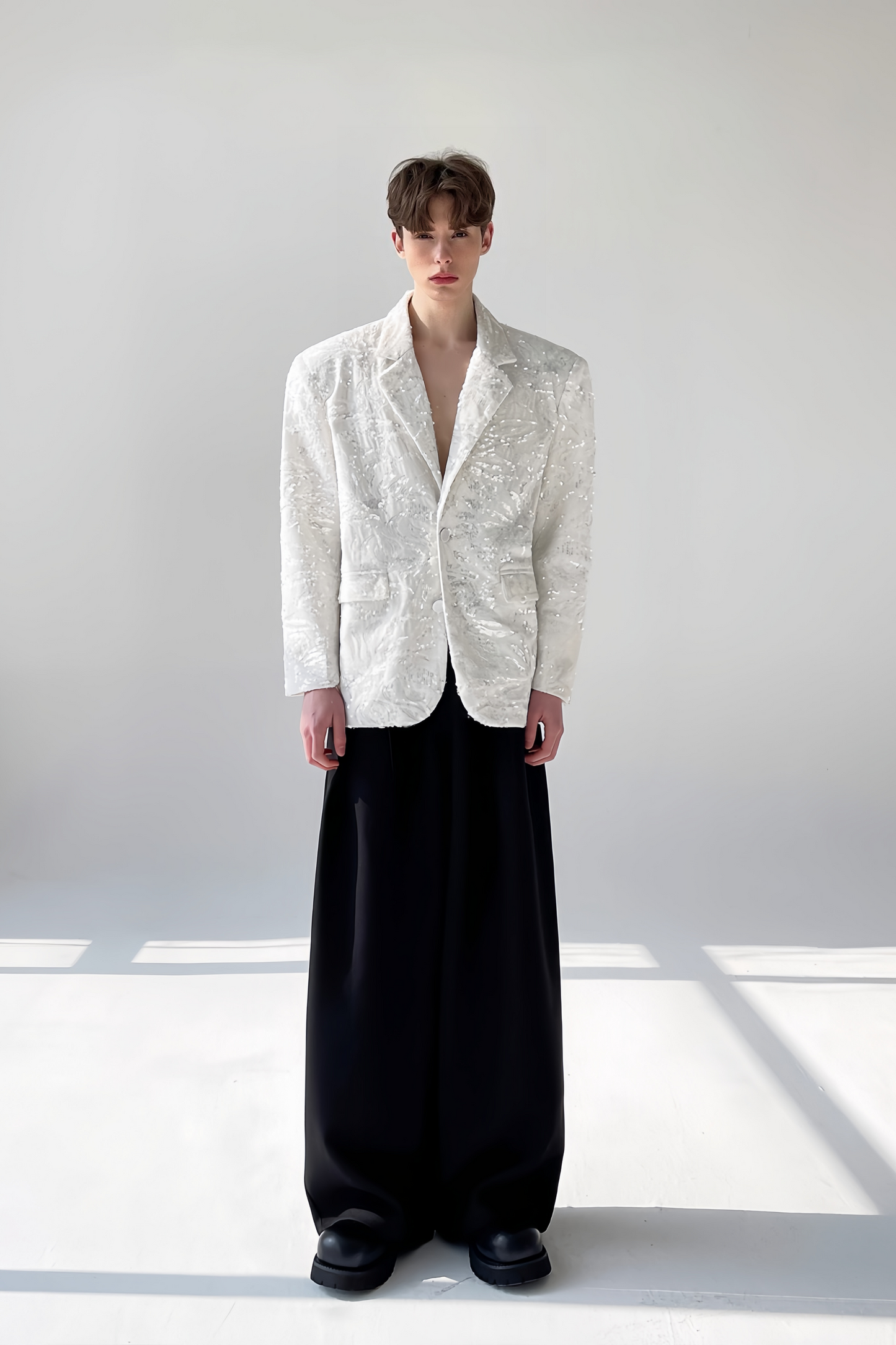 Matteo white sequin-embellishment blazer