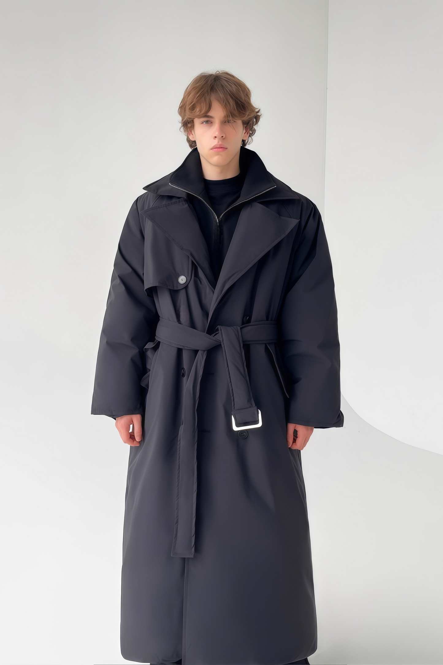 Lucas black down-feather maxi coat