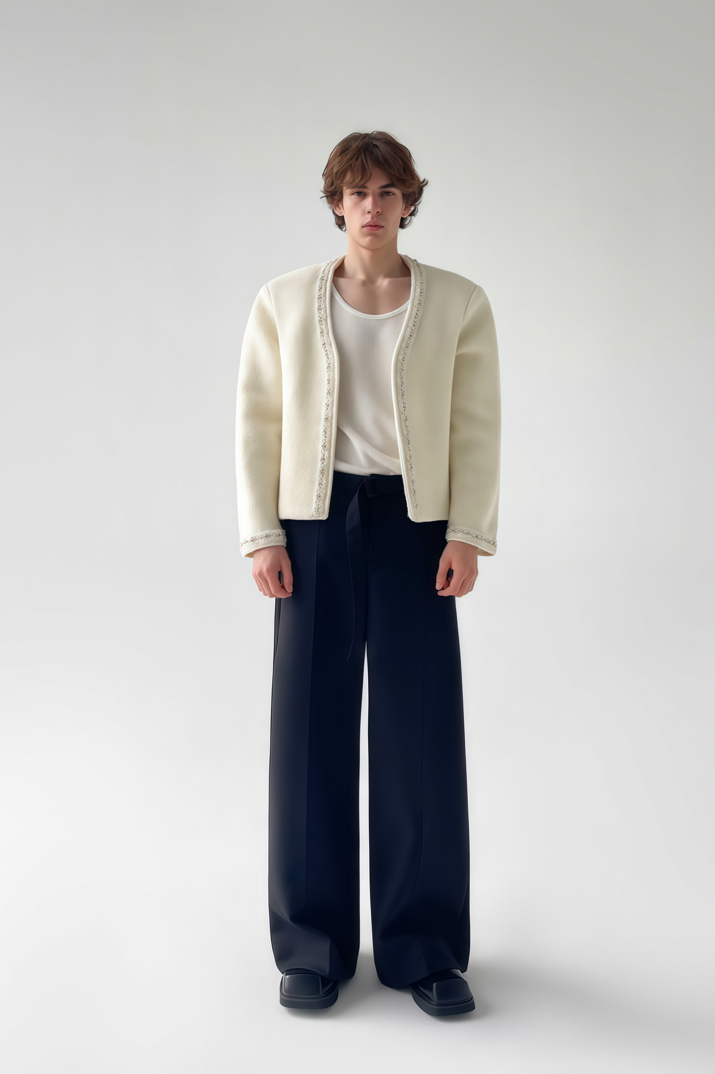 Adam black wide-leg trousers