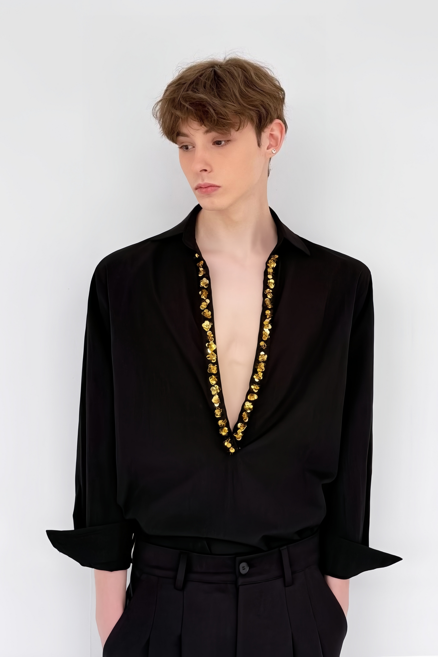 Gust black sequin-embellishment shirt