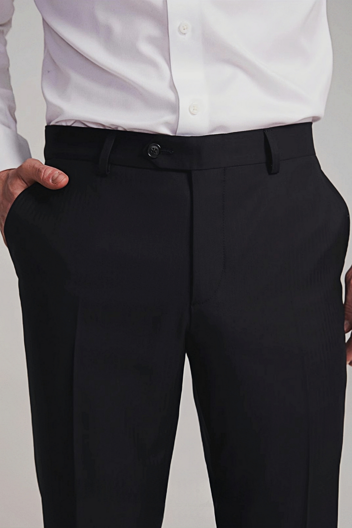 Ethan dark-blue herringbone-pattern trousers