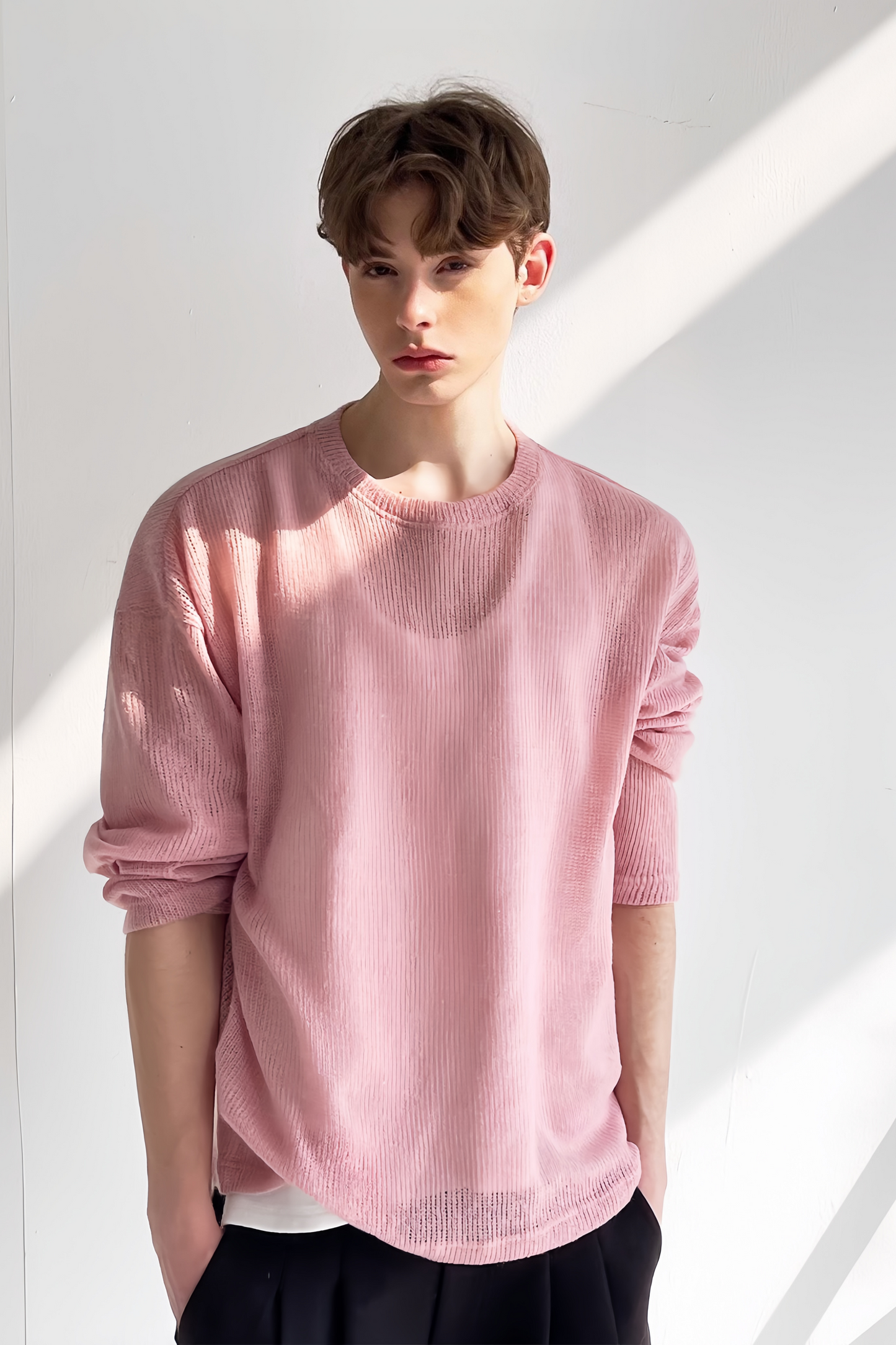 Maurice pink crochet-knit jersey
