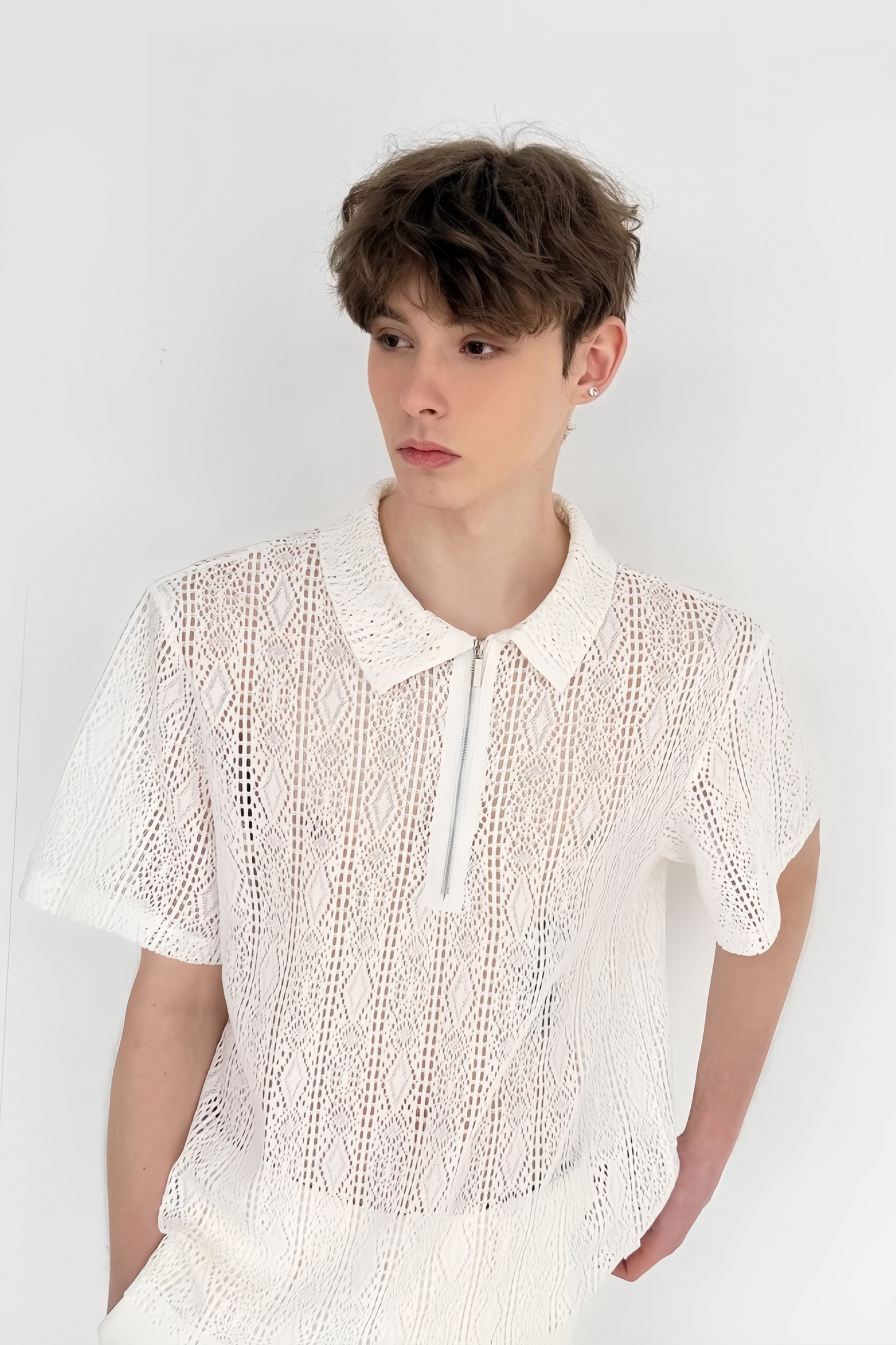 Tuur white floral faux-pearl embellishment shirt