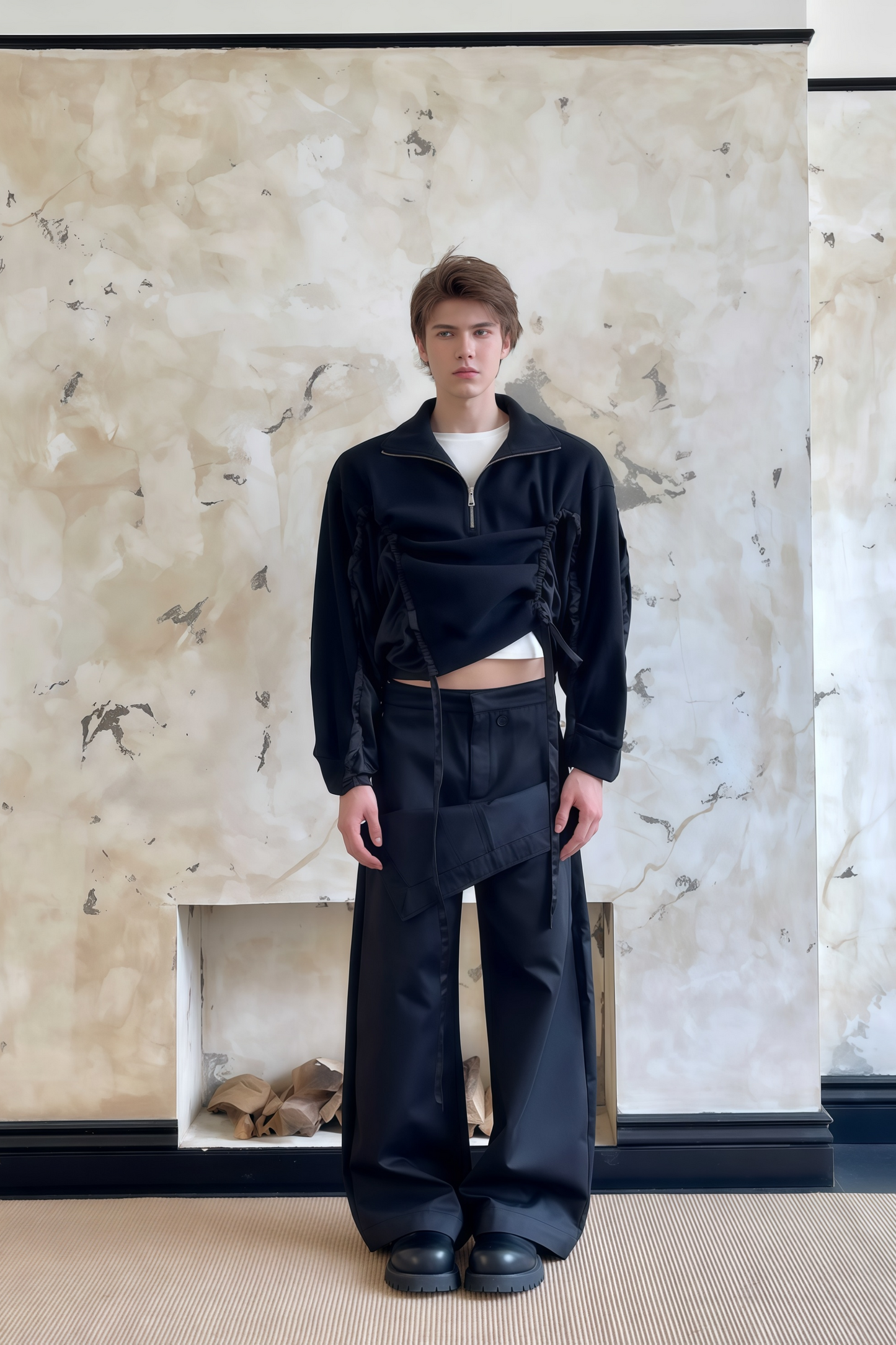 Theodore black multi-wear layered trousers