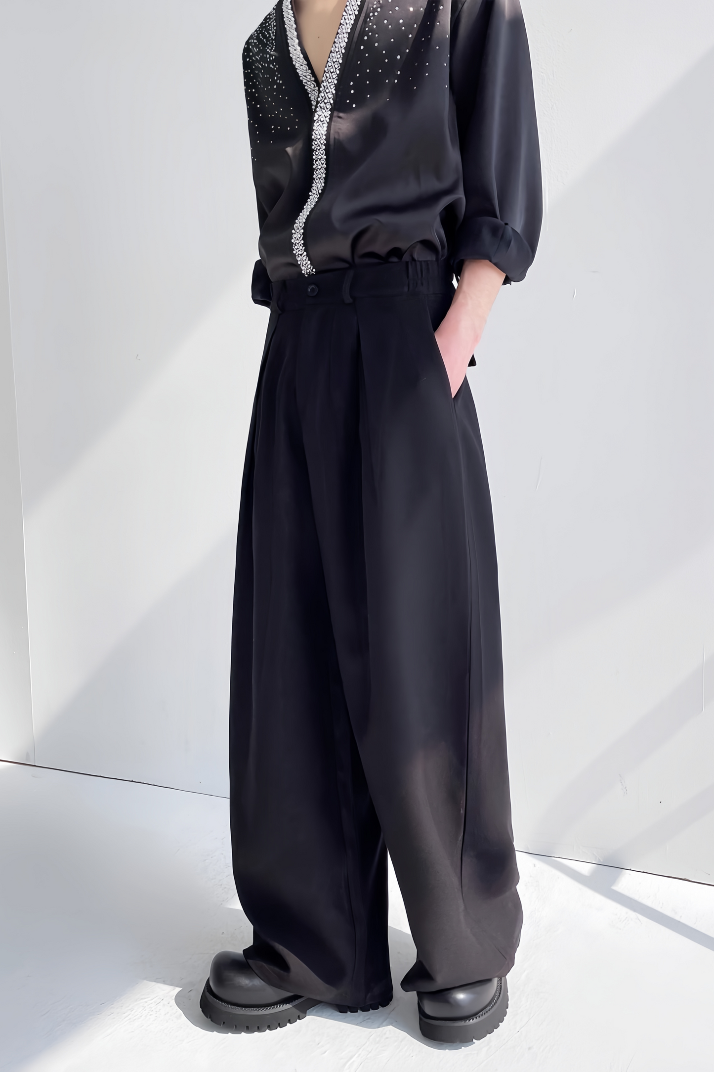 Sacha black loose-fit casual trendy trouser