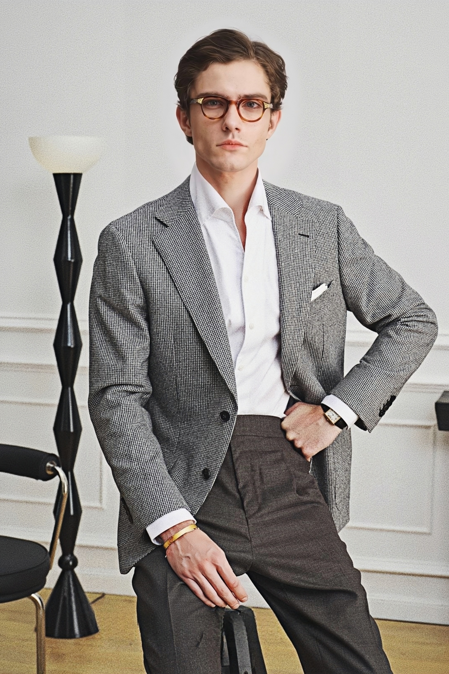 Arlo dark gray houndstooth blazer