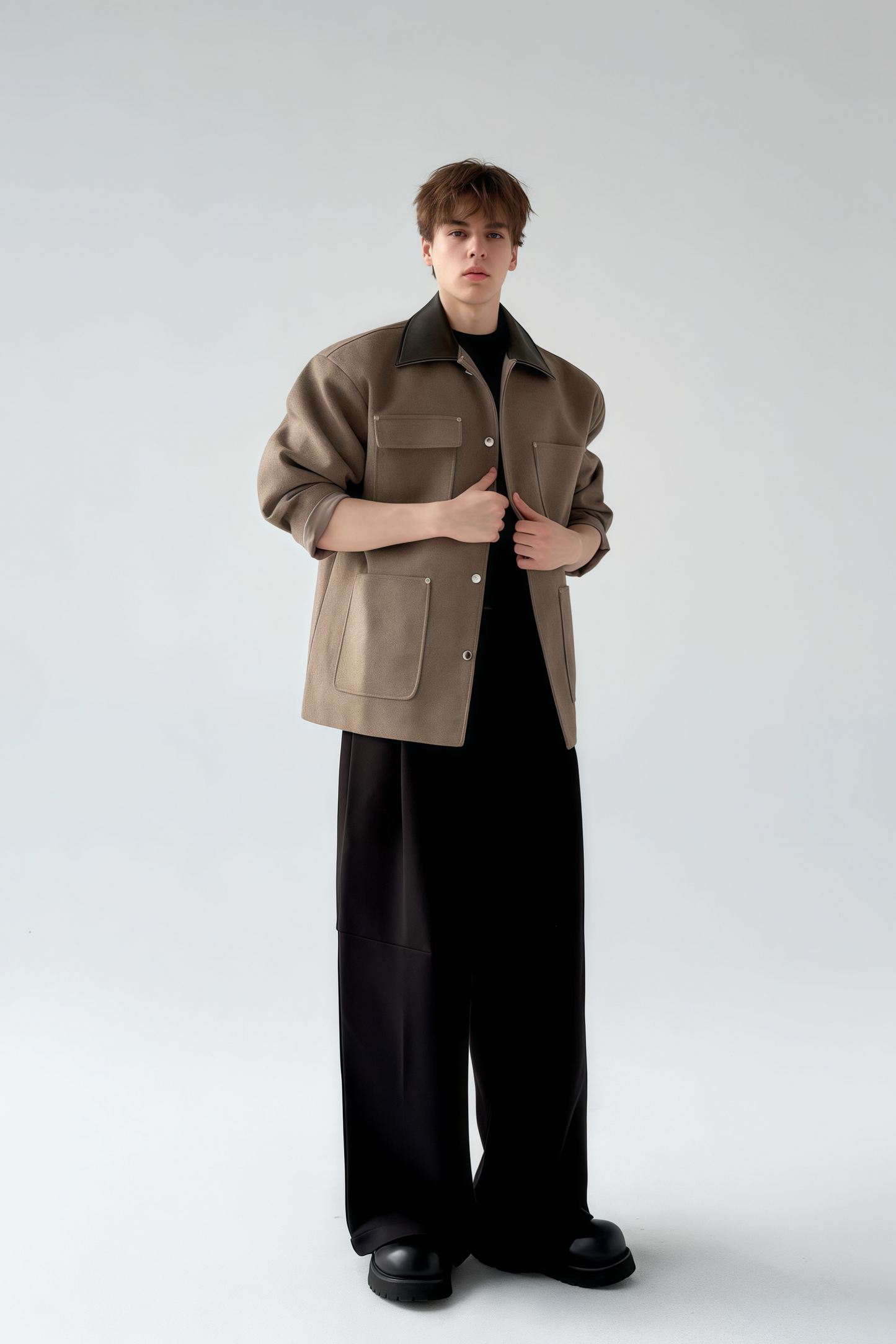 Hugo brown multi-pocket patchwork jacket