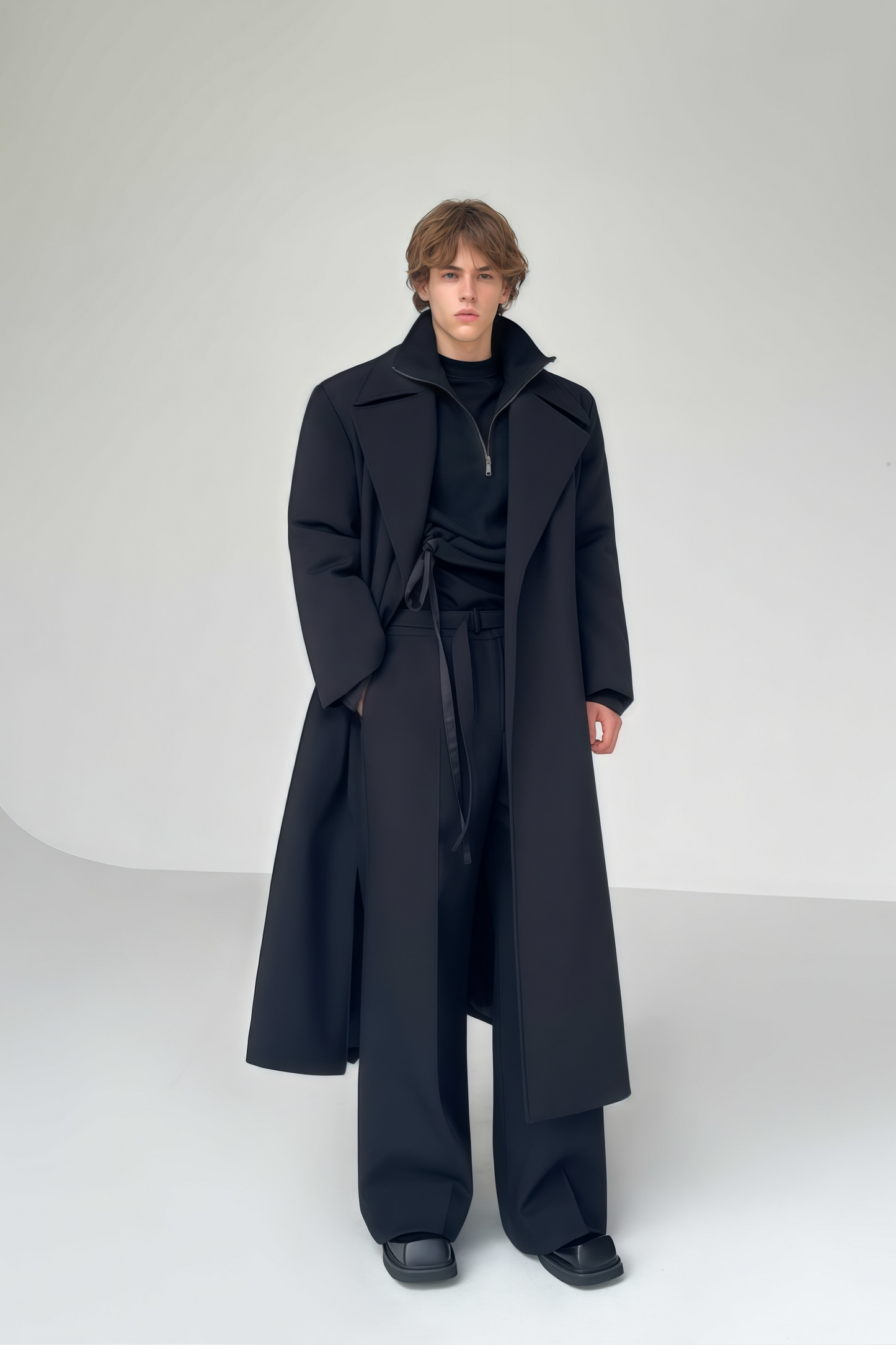 Adam black wide-leg trousers