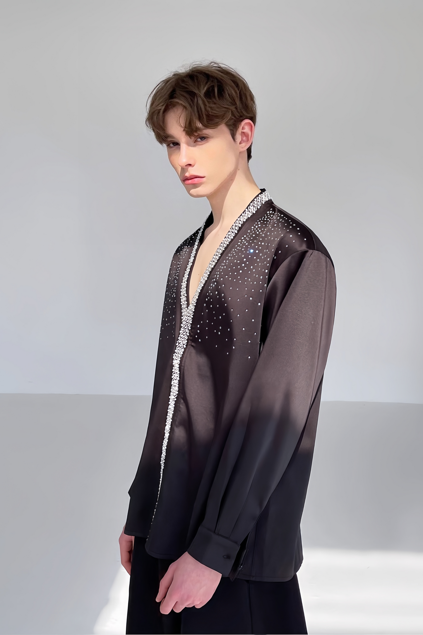 Mohamed black crystal-embellishment shirt