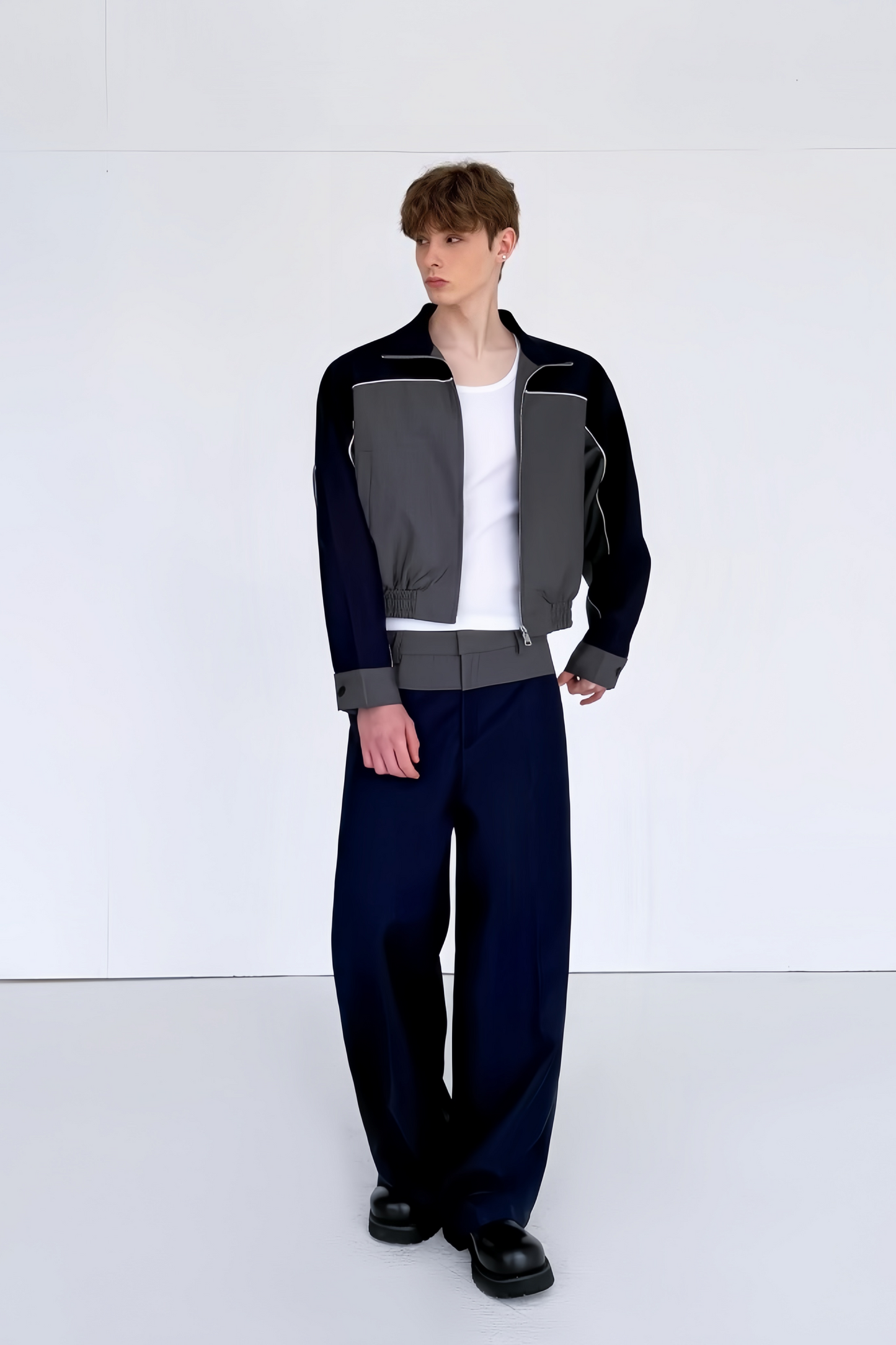 Mohammed gray color-blocking suit