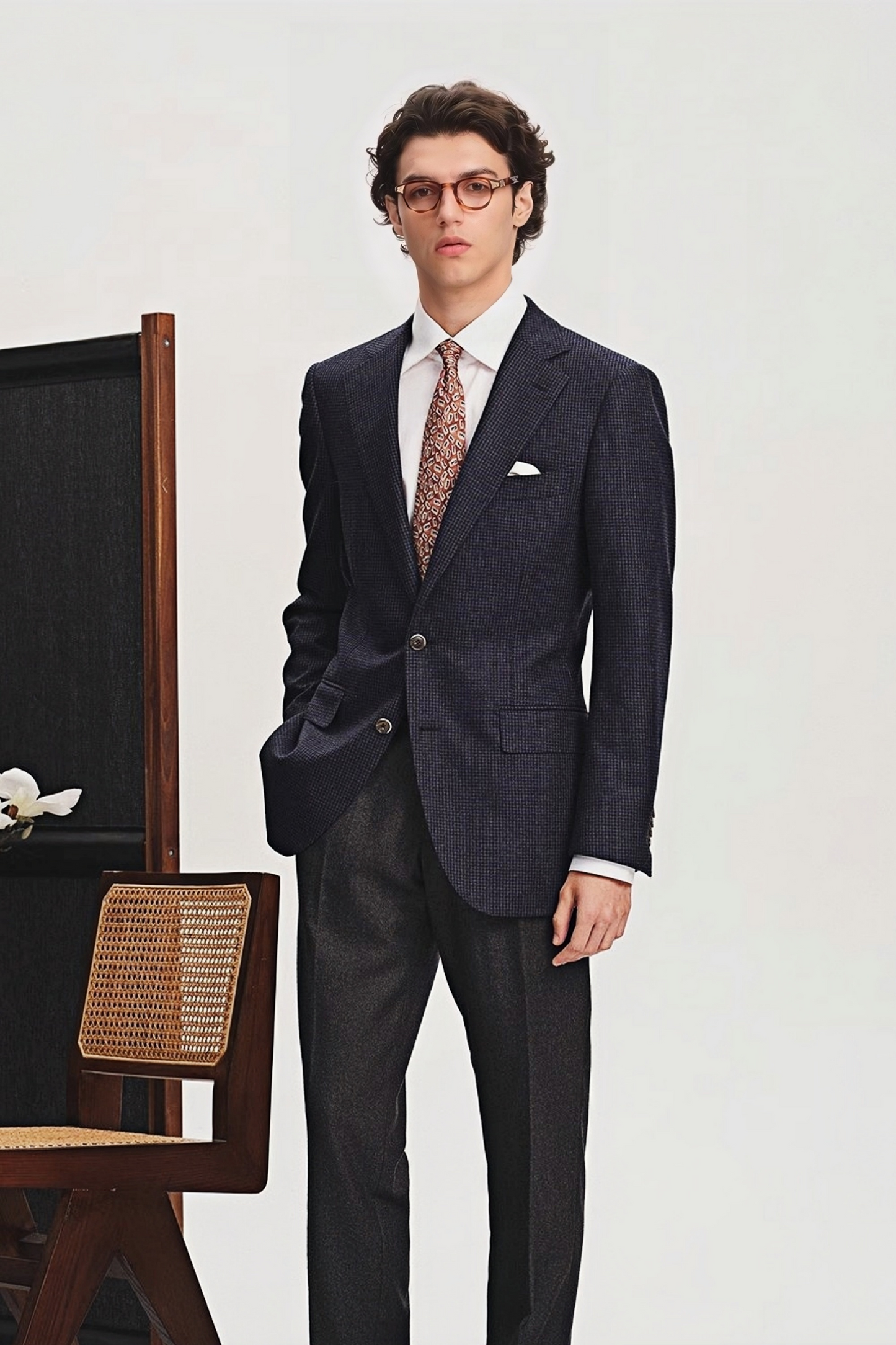 Nathaniel navy-blue flannel blazer