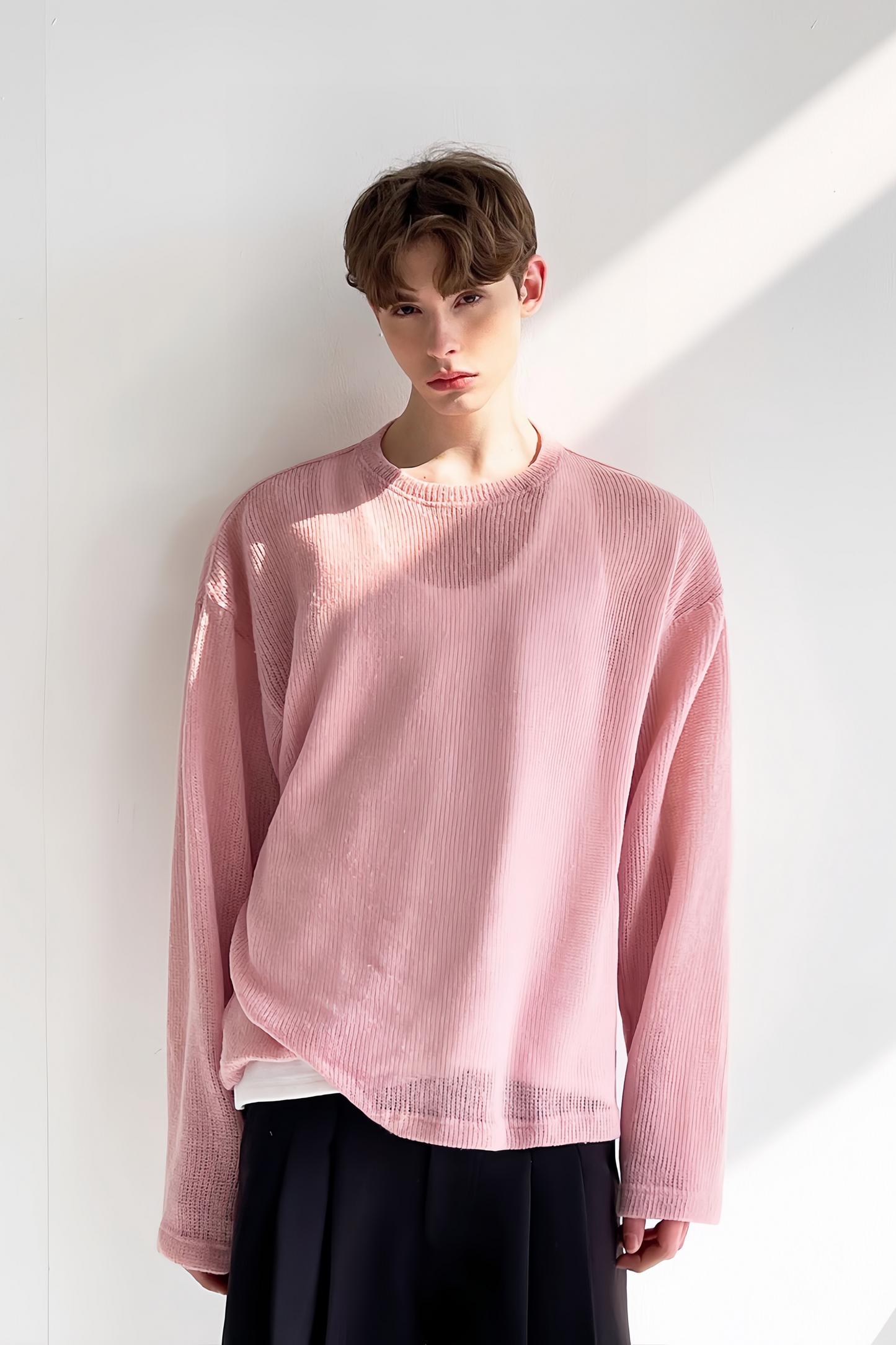 Maurice pink crochet-knit jersey