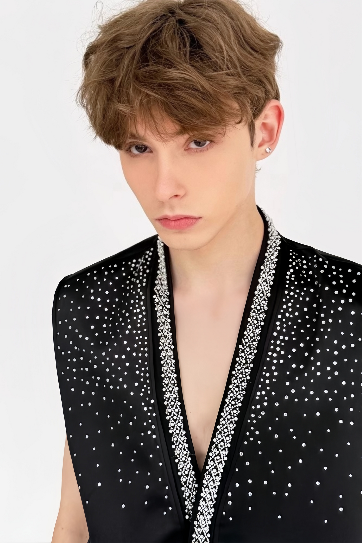 Ali black crystal-embellishment vest