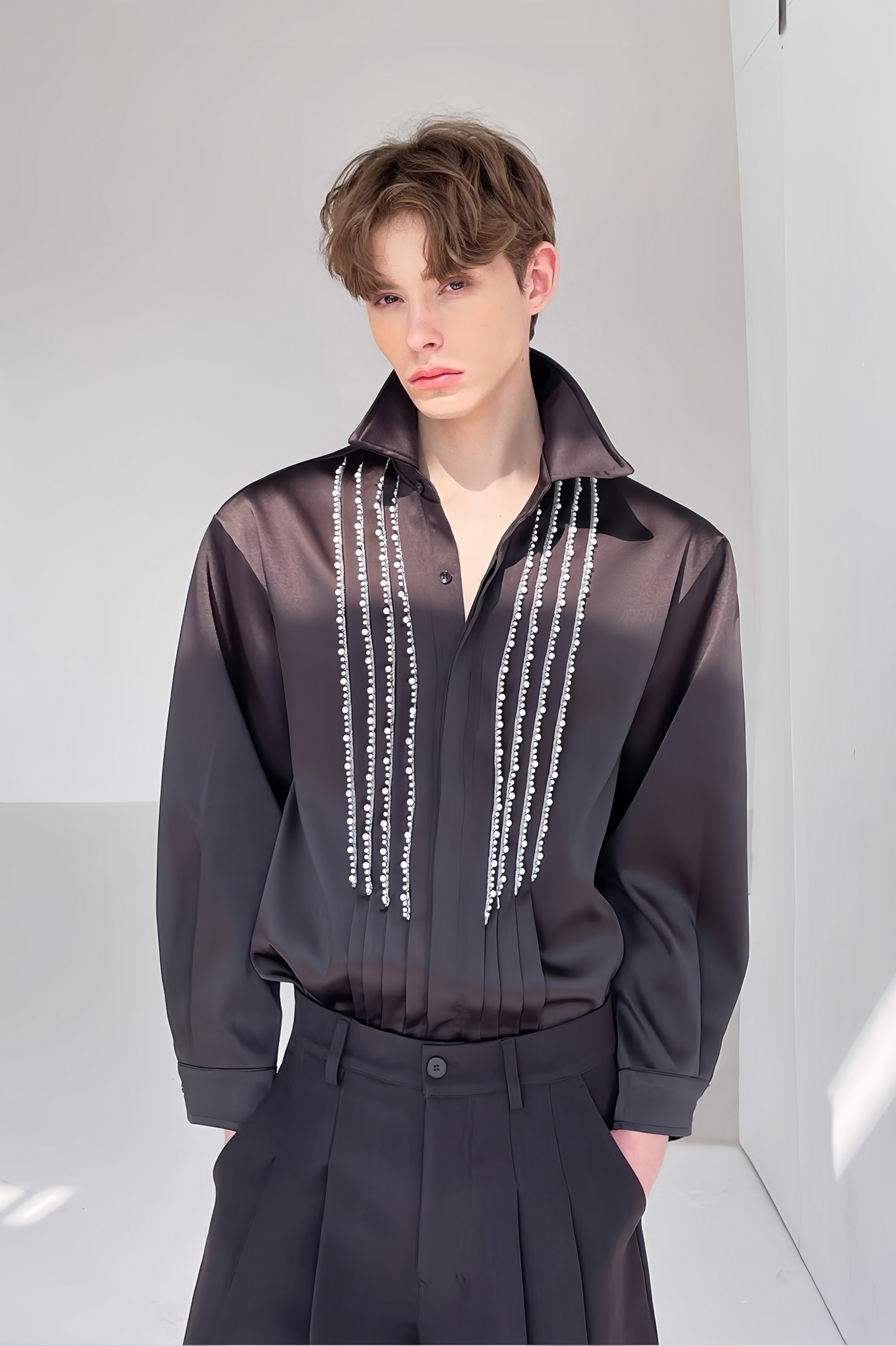 Mathis Black Faux-pearl Embellishment Shirt