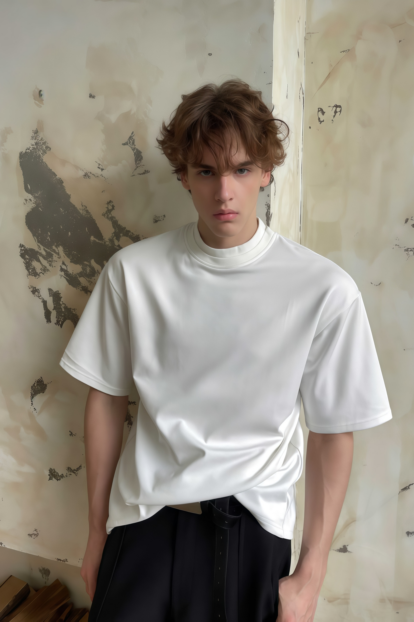 Yves white double-collar T-shirt