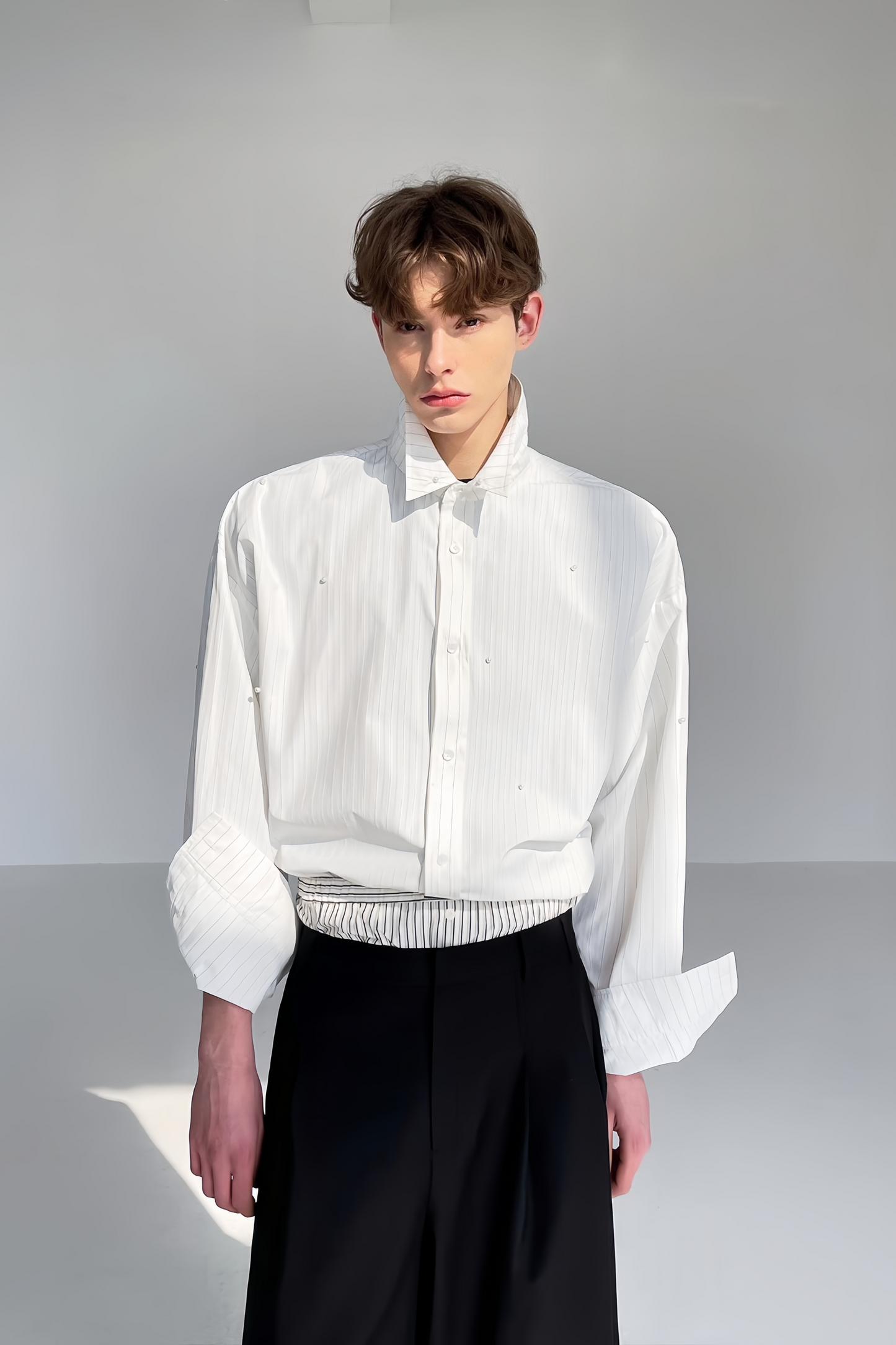 Vince white faux-pearl embellishment shirt