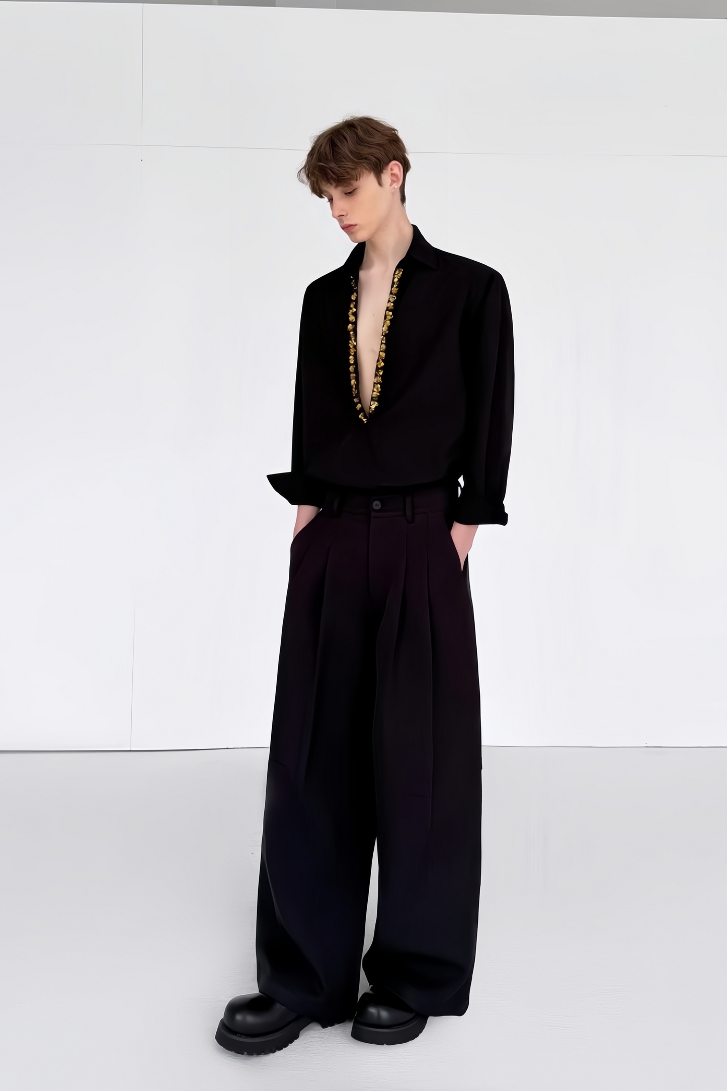 Gust black sequin-embellishment shirt