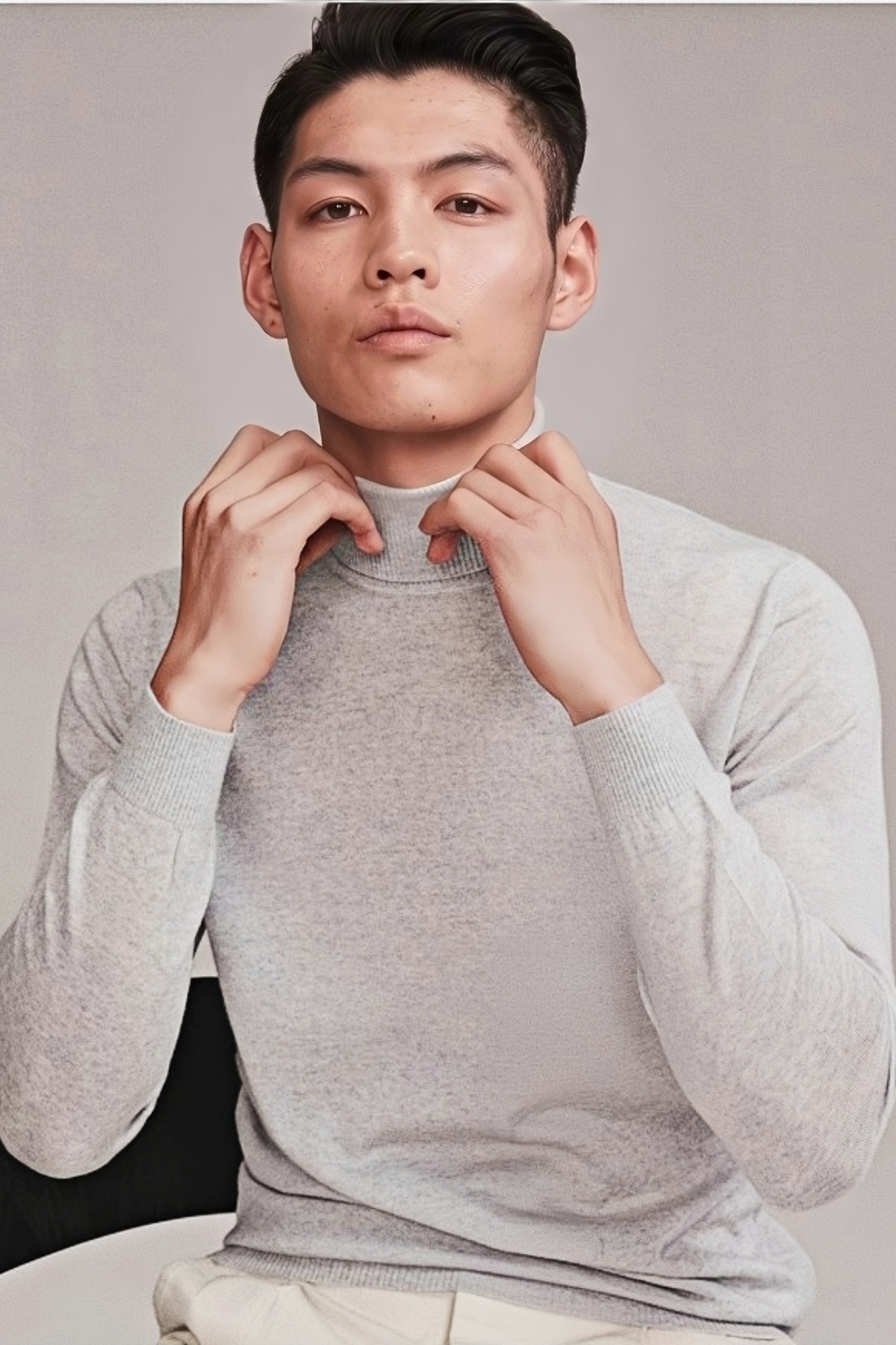 Ethan gray knitted roll-neck jumper