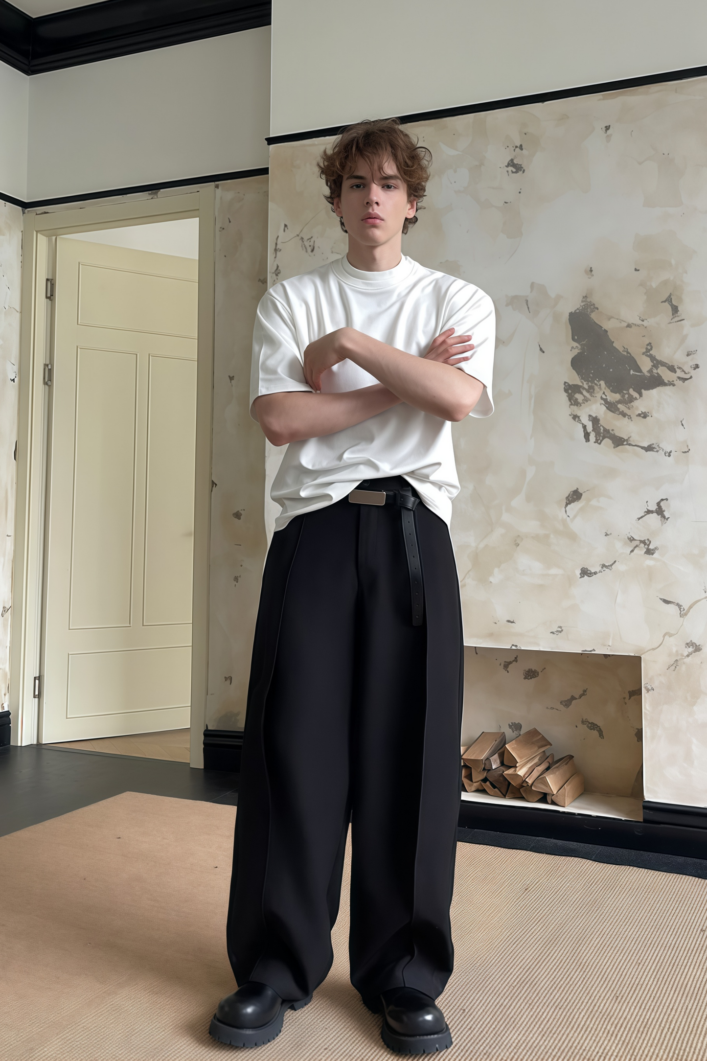 Yves white double-collar T-shirt