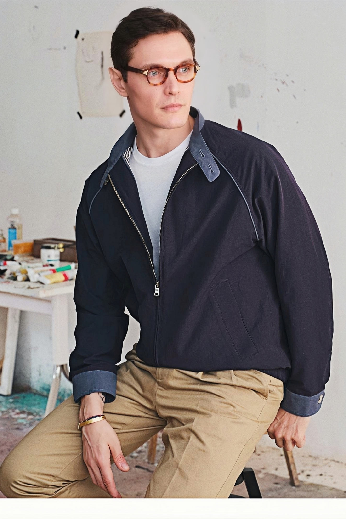 Ragnar color-blocking standing-collar jacket