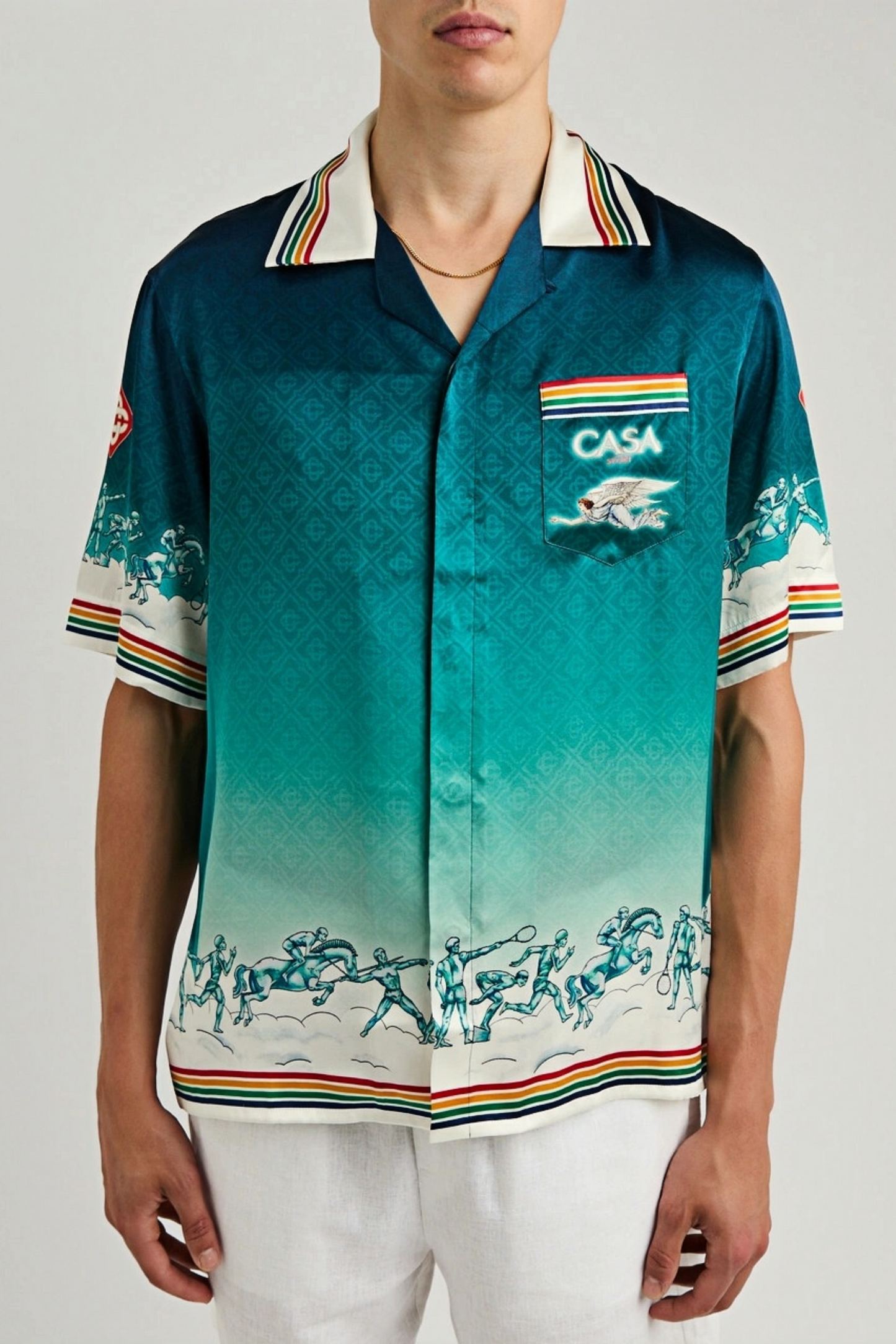 Michael green gradient print short-sleeve shirt