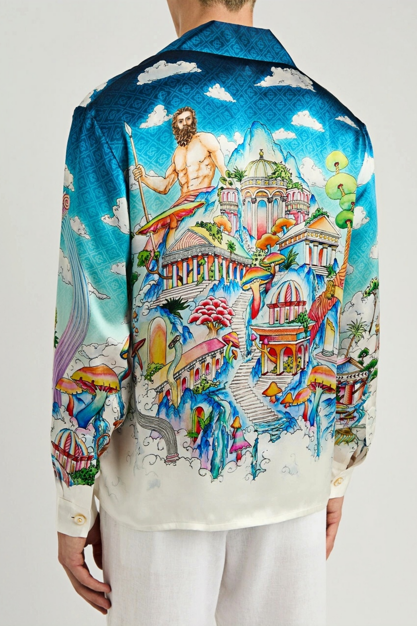 Archie white DORIS Artwork silk long-sleeve shirt