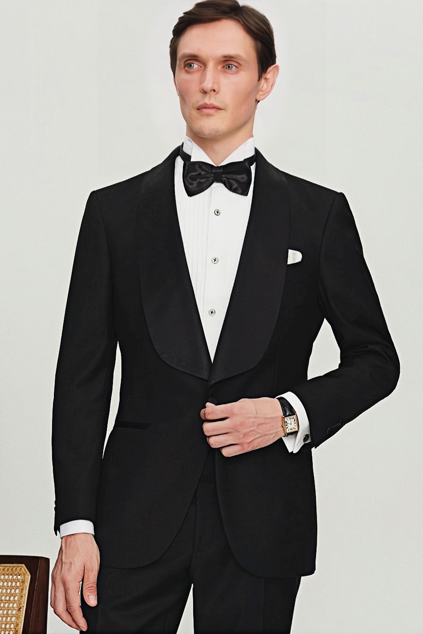 Orion black shawl-lapels suit