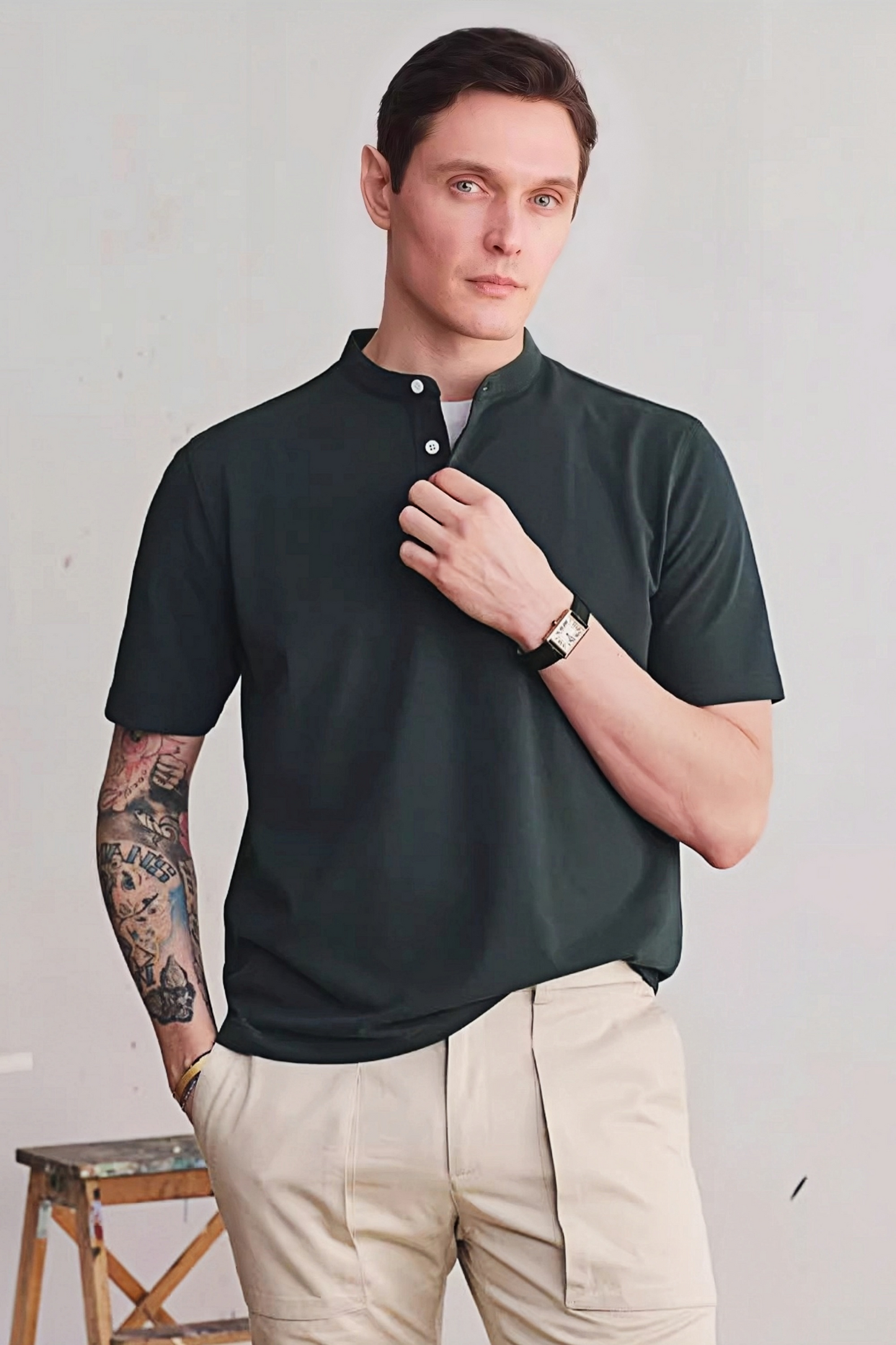 Yves green Henley shirt